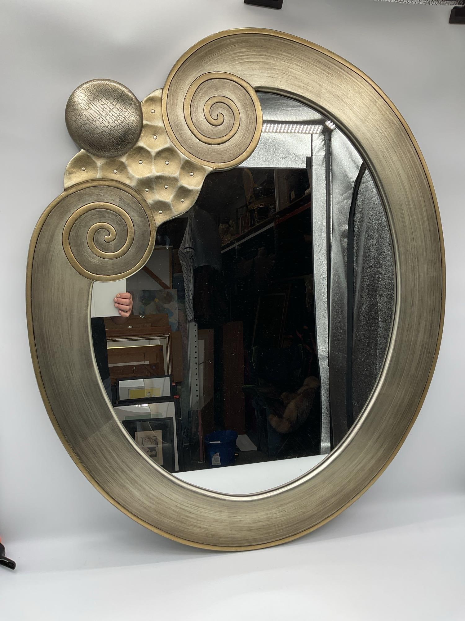 Oval Mirror with Abstract Bronze Frame (1 of 3)