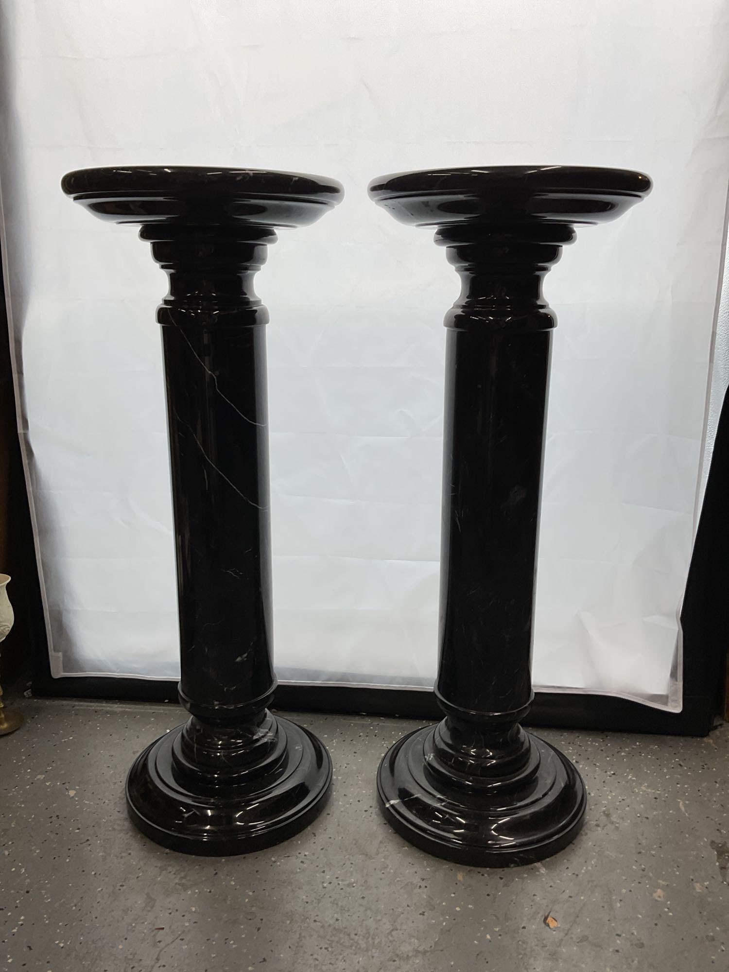 Pair of Black Marble Pedestals (1 of 4)
