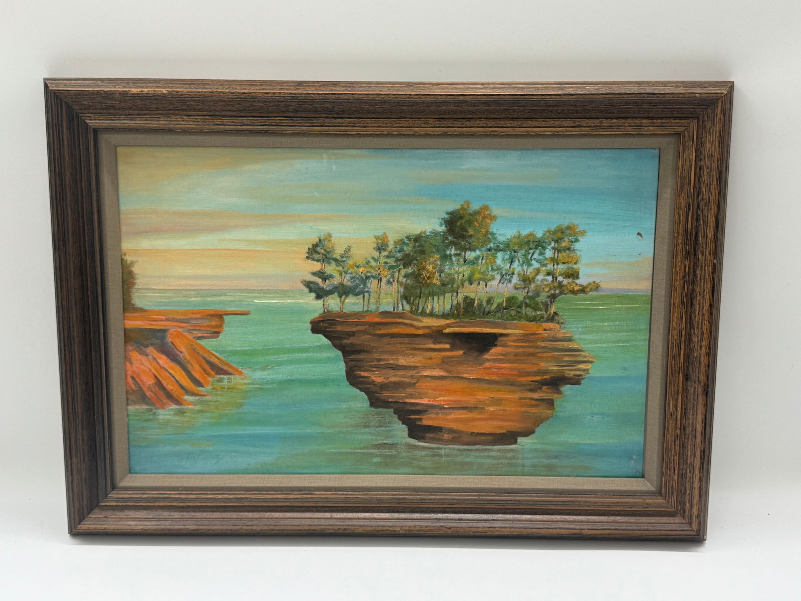 "Turnip Rock" Lake Michigan Oil Painting (1 of 4)