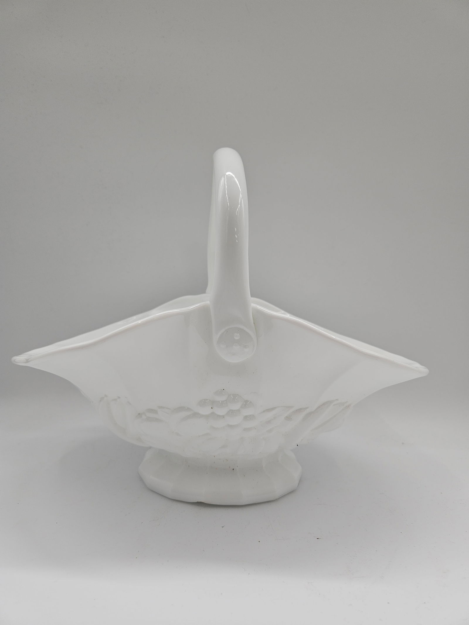 Vintage White Ceramic Basket with Handle (1 of 4)