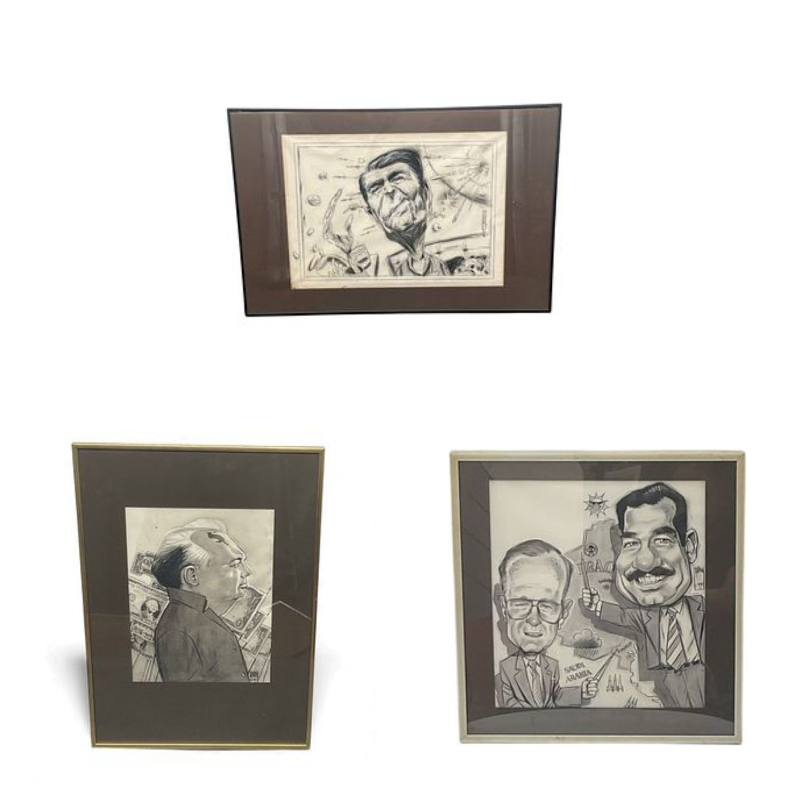 Political Caricature Drawings – Set of 3 Most Important men of the 90's (1 of 10)