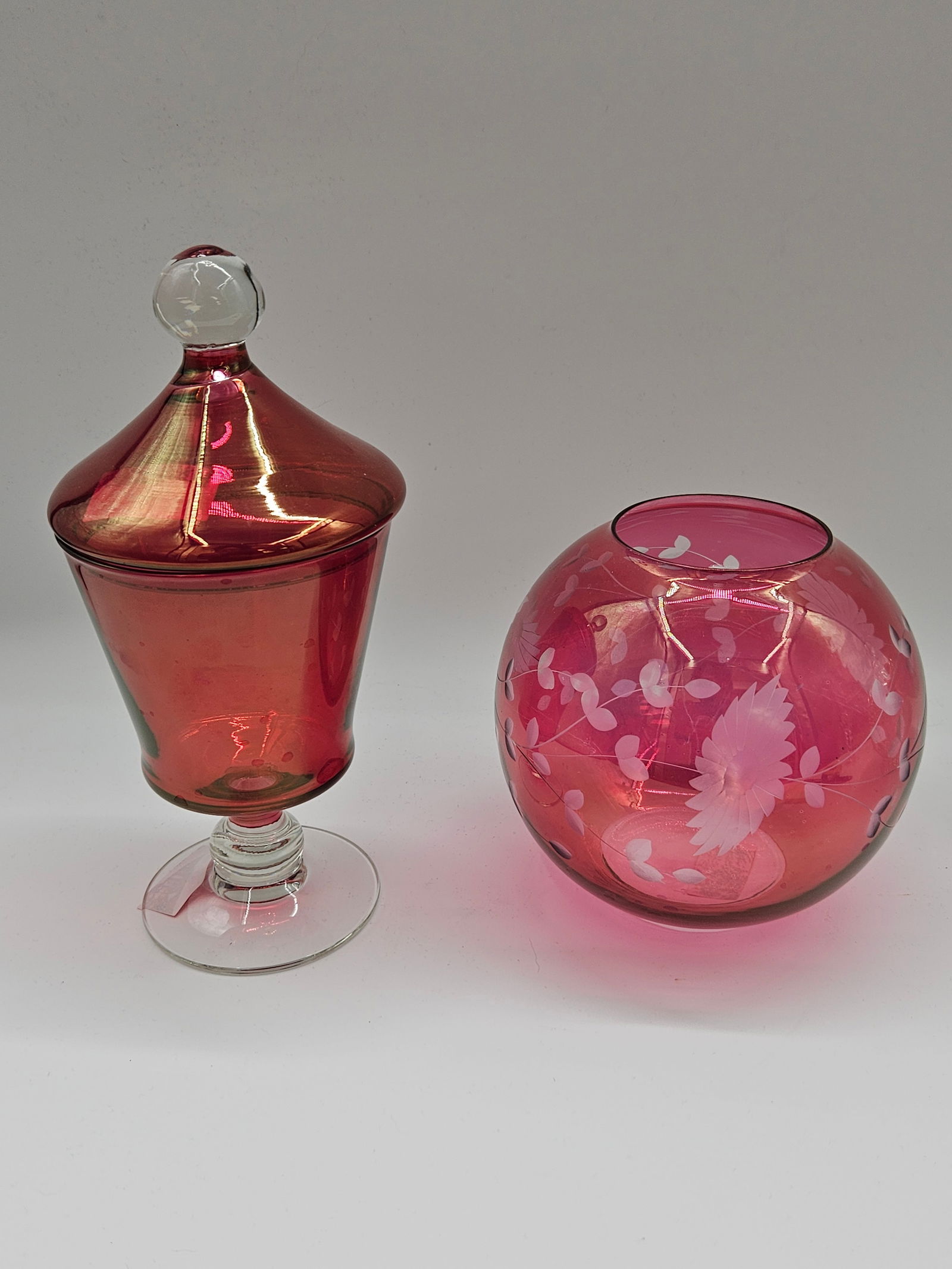 Two Cranberry Glass Decorative Pieces (1 of 5)