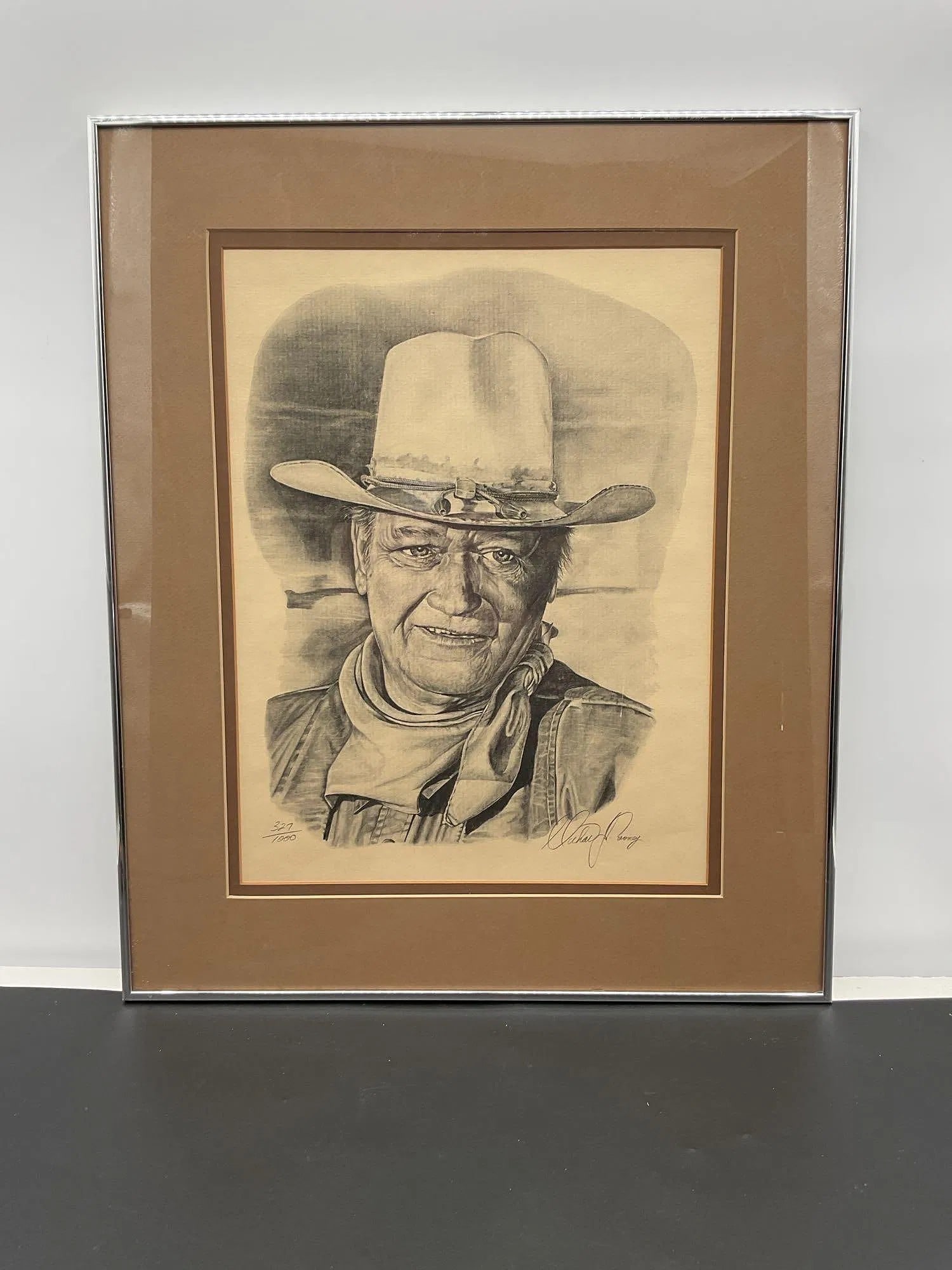 John Wayne Limited Edition Pencil Drawing - Signed, Limited Edition 327/1000 (1 of 5)