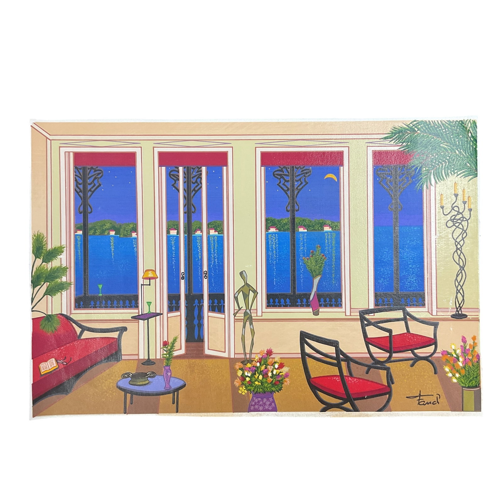"Balcony over Bahia" by Fanch Ledan (France, b.1949) Serigraph w/ Papers (1 of 14)