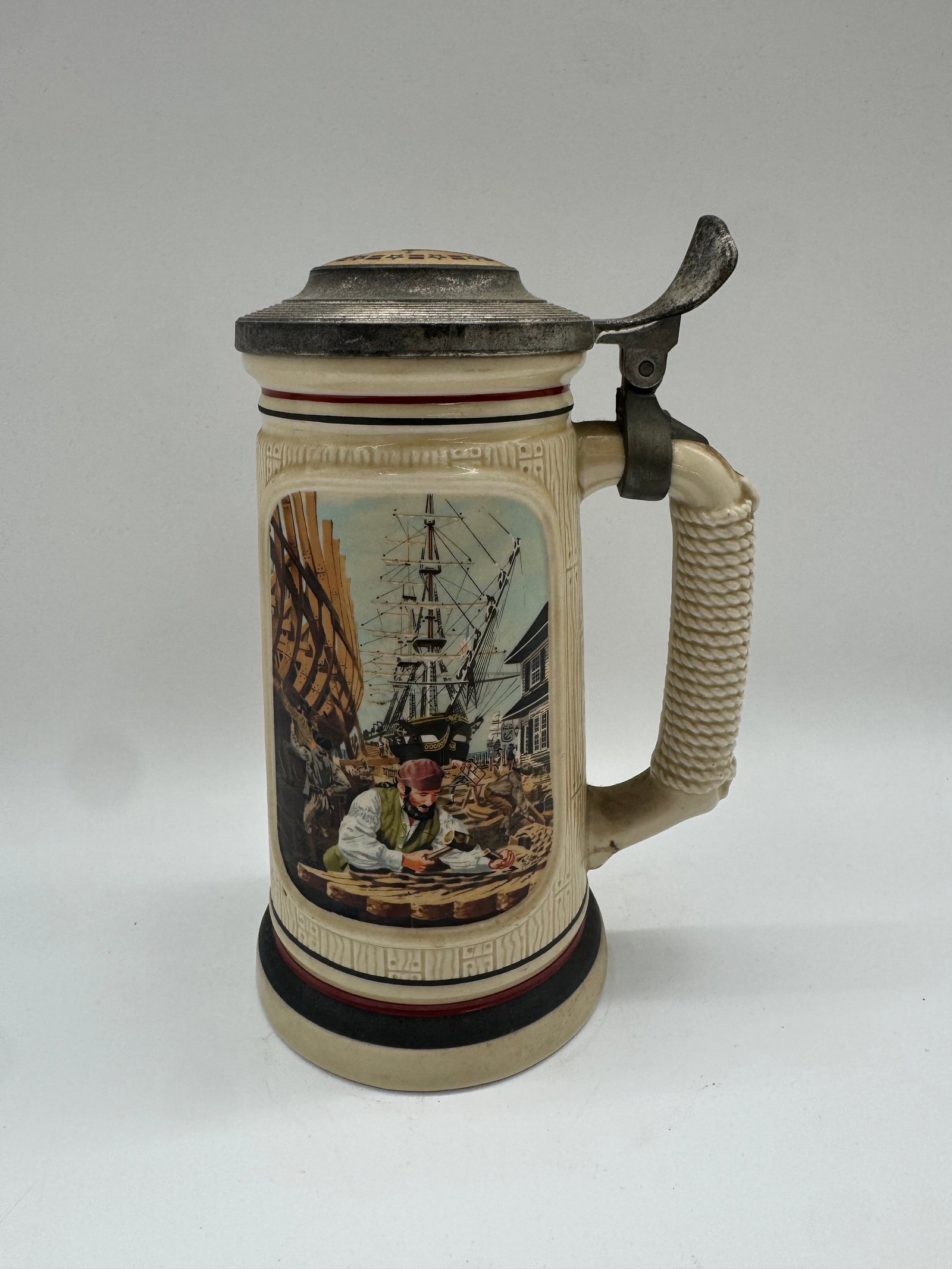 Avon “The Shipbuilder?? Stein, Building of America Collection, 1986, Lidded (1 of 5)