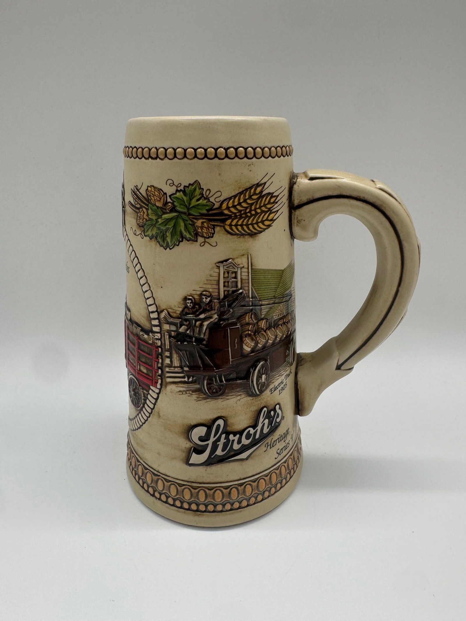 Stroh’s Beer Horse-Drawn Wagon Stein, Vintage Ceramic Advertising Stein (1 of 4)