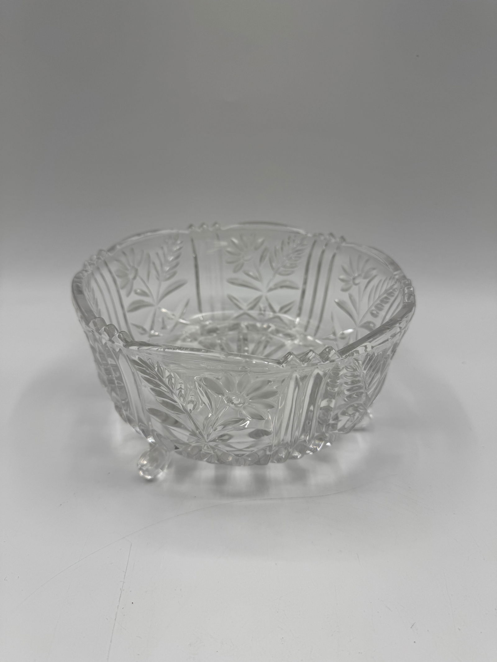 Pressed Glass Bowl with Three Feet (1 of 3)