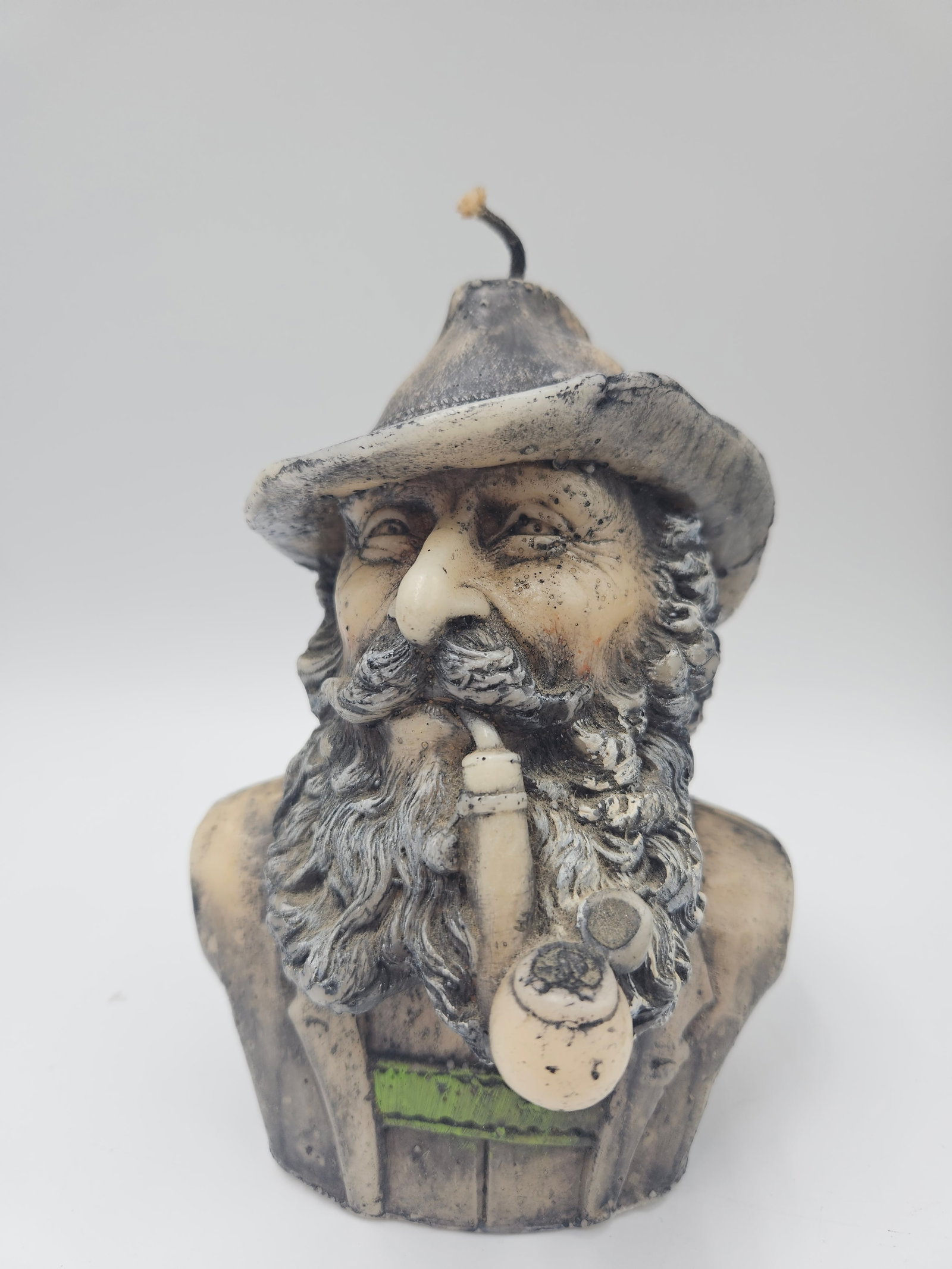 Vintage Bearded Man Candle Bust with Pipe (1 of 6)
