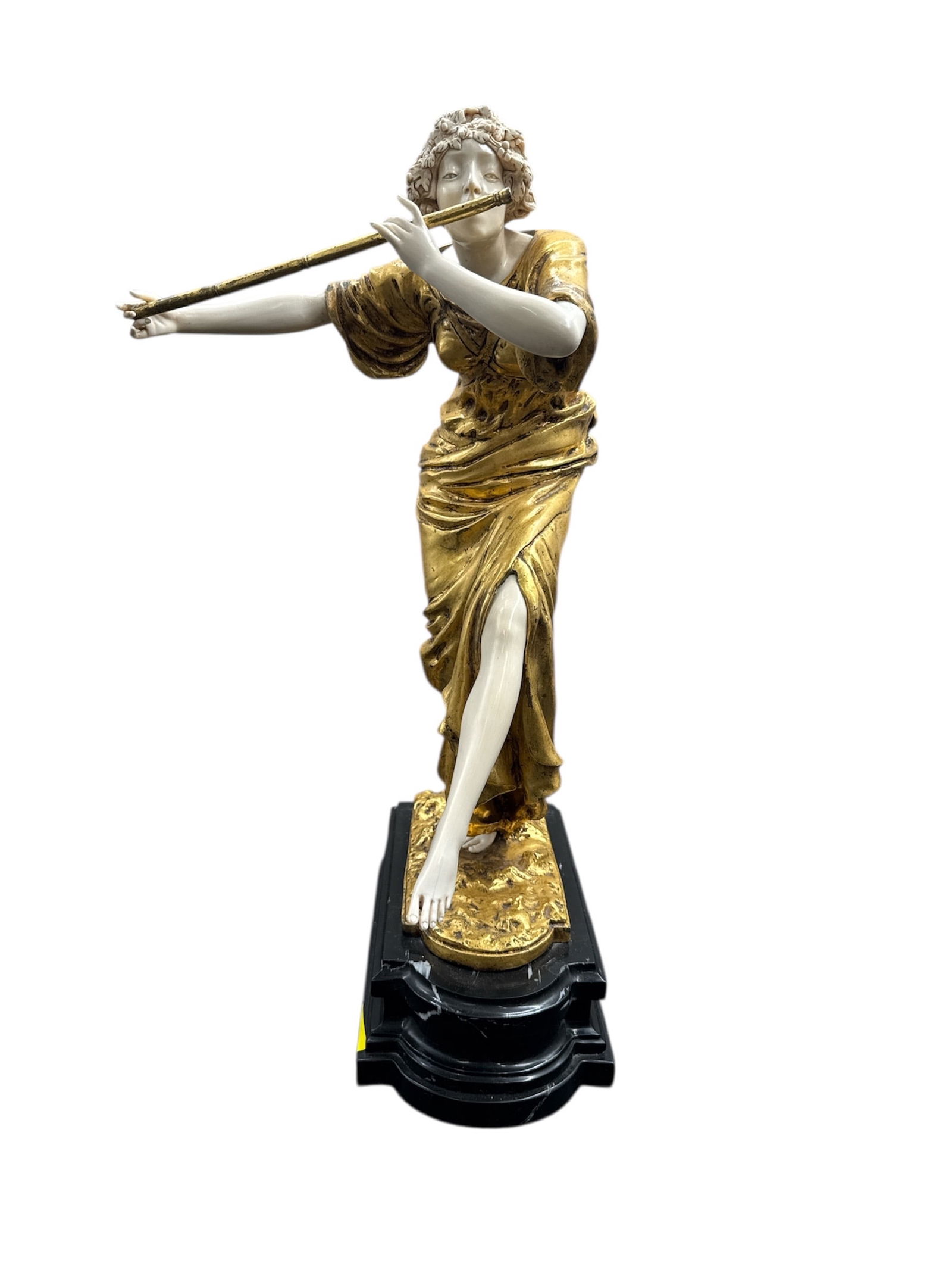 Paul Philippe (French/Polish, 1870-1930) "The Flute Player": Description: This exquisite sculpture, titled The Flute Player (La joueuse de flûte), is a seminal work by the celebra