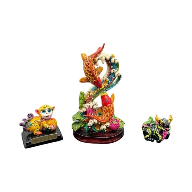 Set of Three Colorful Decorative Figurines (1 of 5)