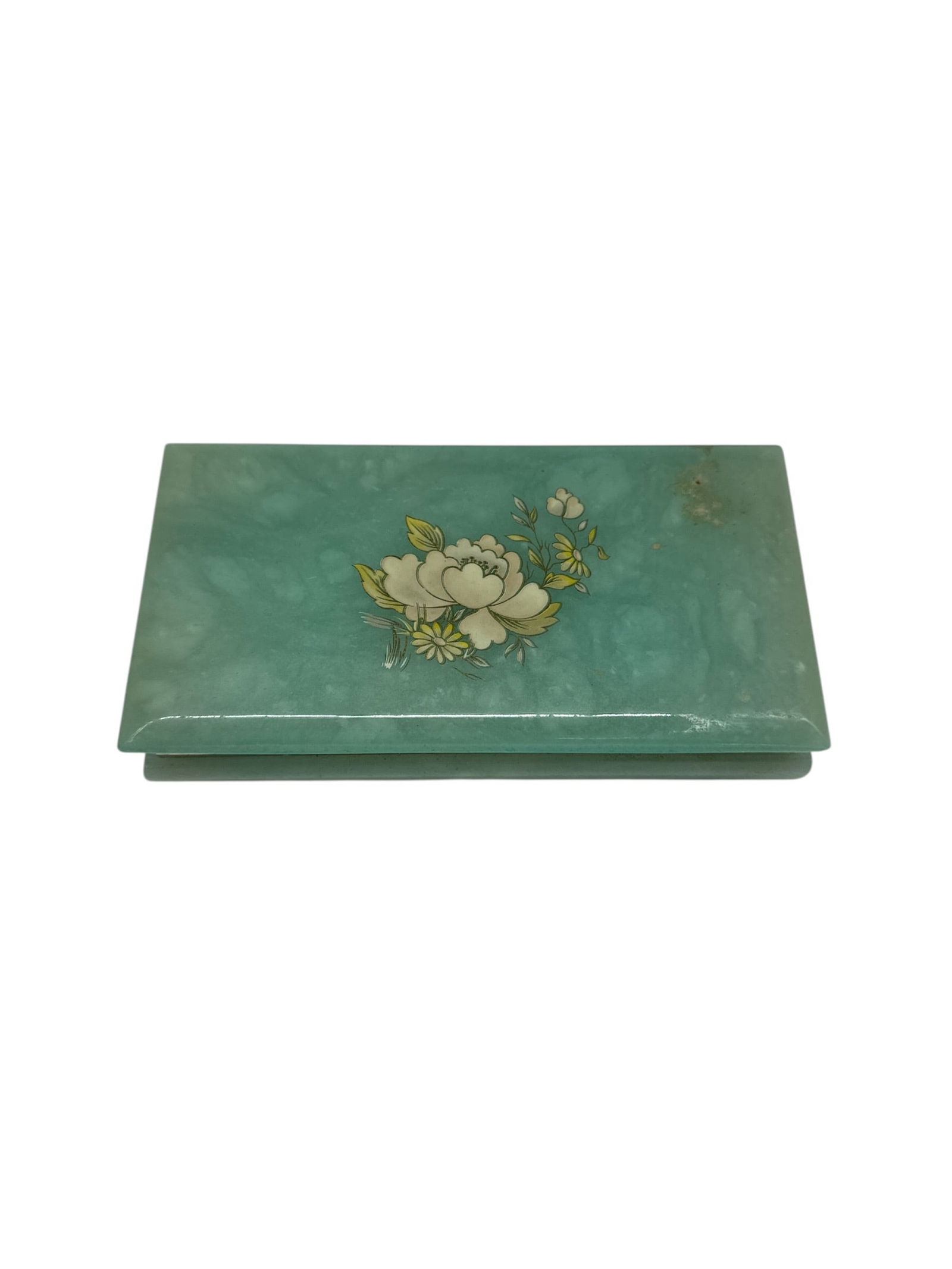 Vintage Alabaster Floral Hinged Trinket Box (1 of 4)