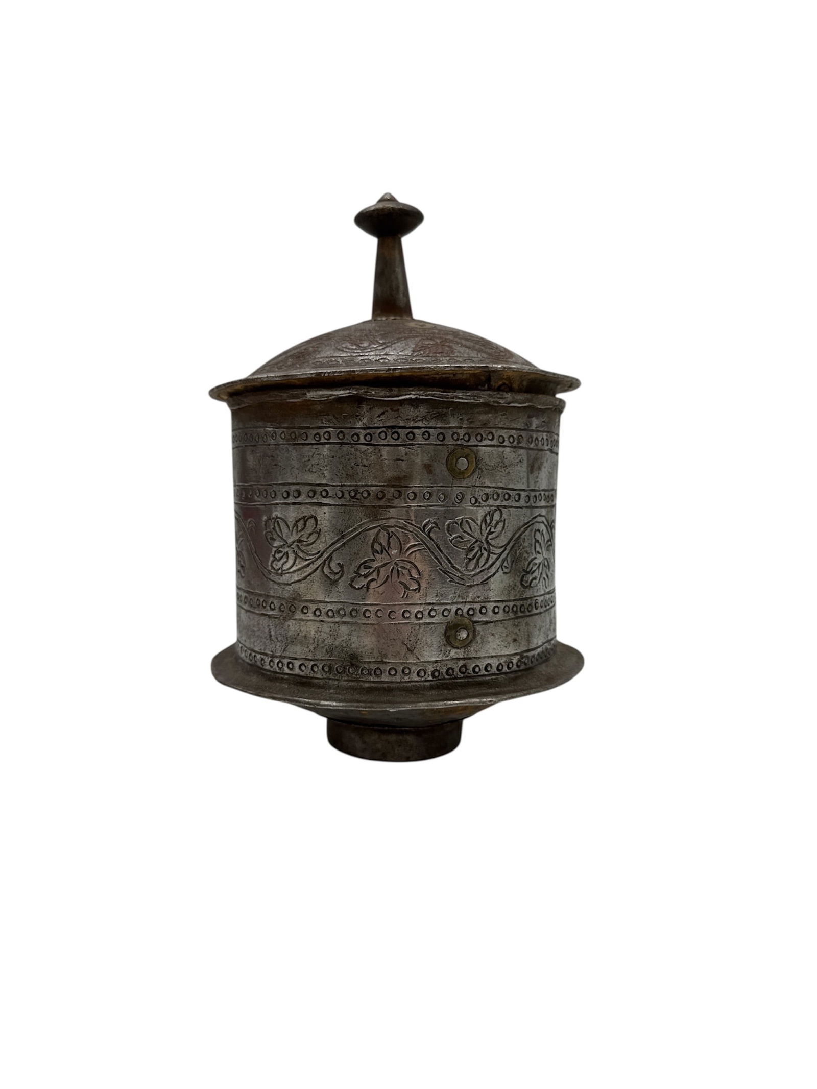 Antique Middle Eastern Tinned Copper Covered Jar (1 of 2)