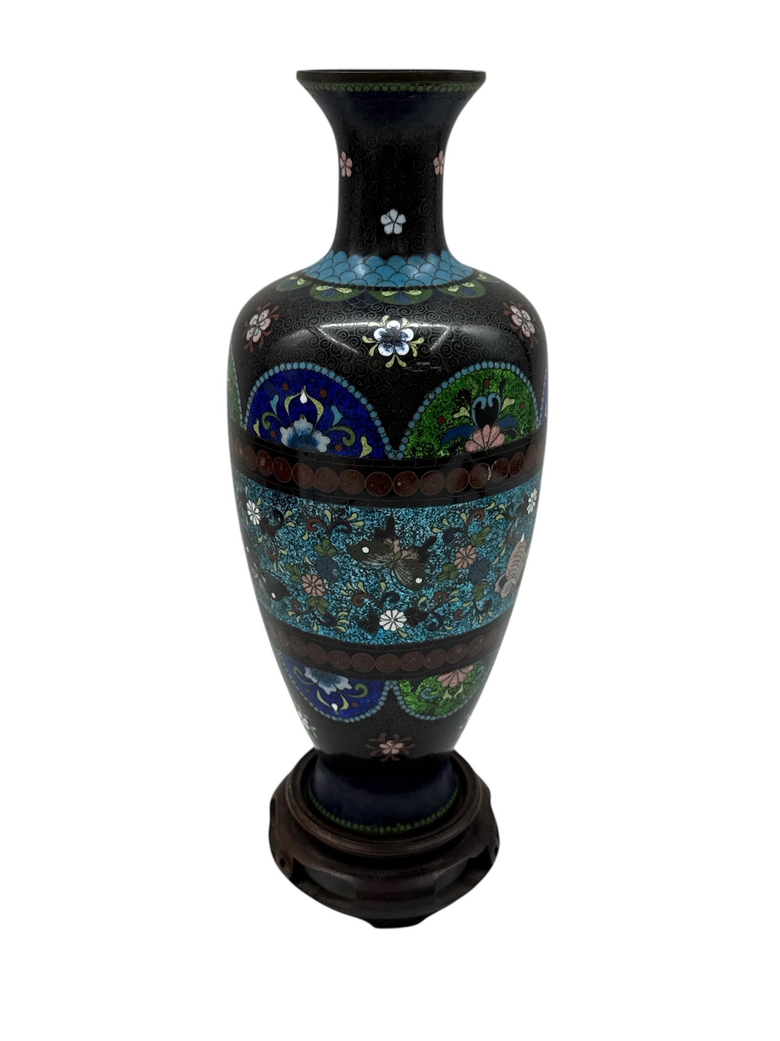 Antique Japanese Meiji Period Cloisonne Enamel Vase - 2