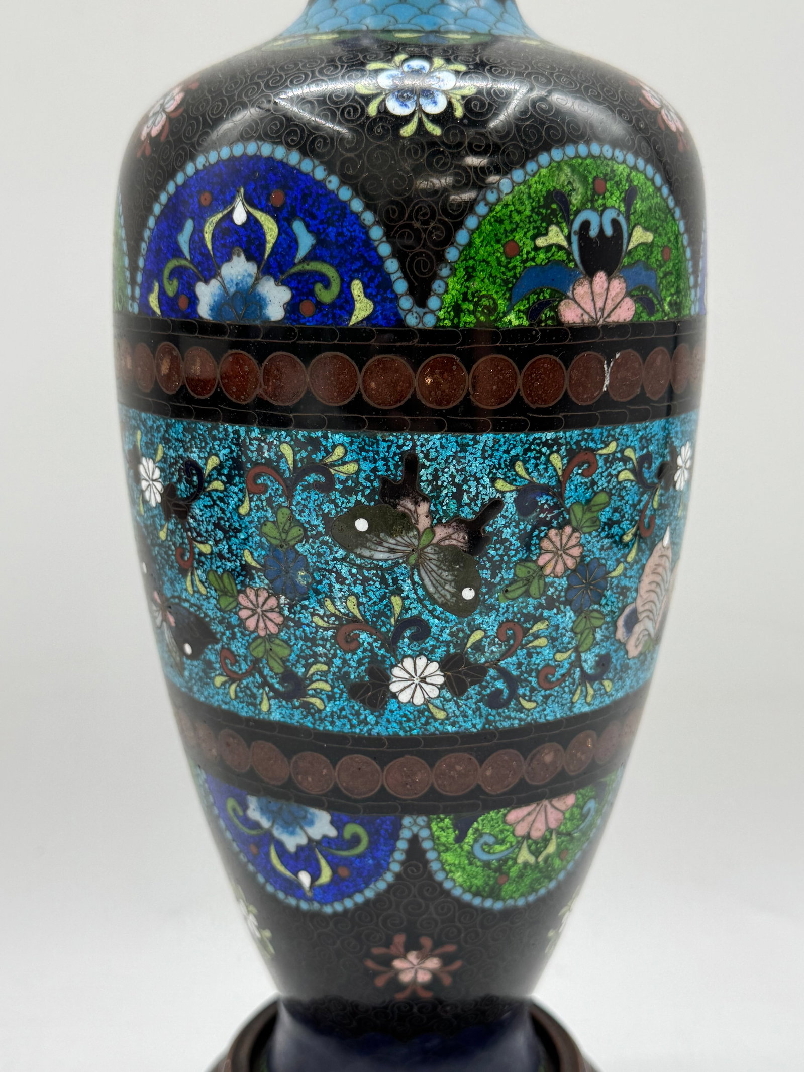 Antique Japanese Meiji Period Cloisonne Enamel Vase - 3