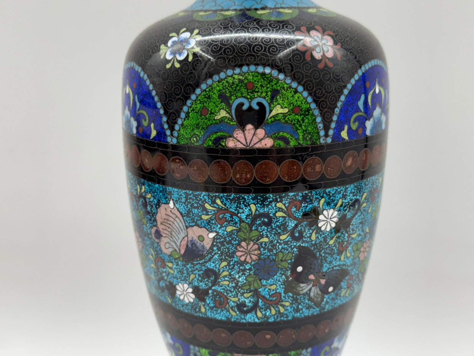 Antique Japanese Meiji Period Cloisonne Enamel Vase - 4