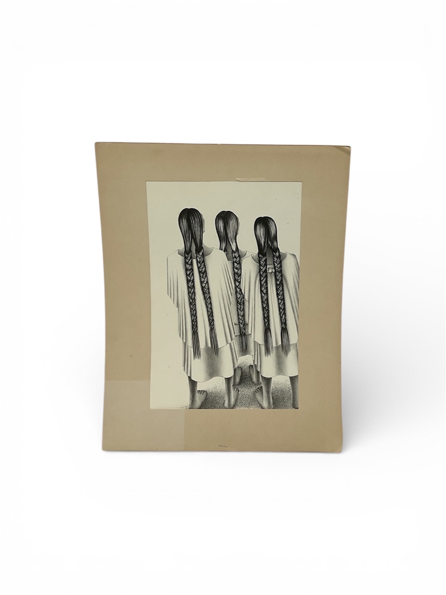 "Women of Oxaca" by Francisco Dosamante (Mexico, 1911-1986) Lithograph: This powerful modernist work is a lithograph by the celebrated Mexican artist Francisco Dosamantes (1911–1986). Titled Three Women with Braids (Tres Mujeres con Trenzas), the composition depicts