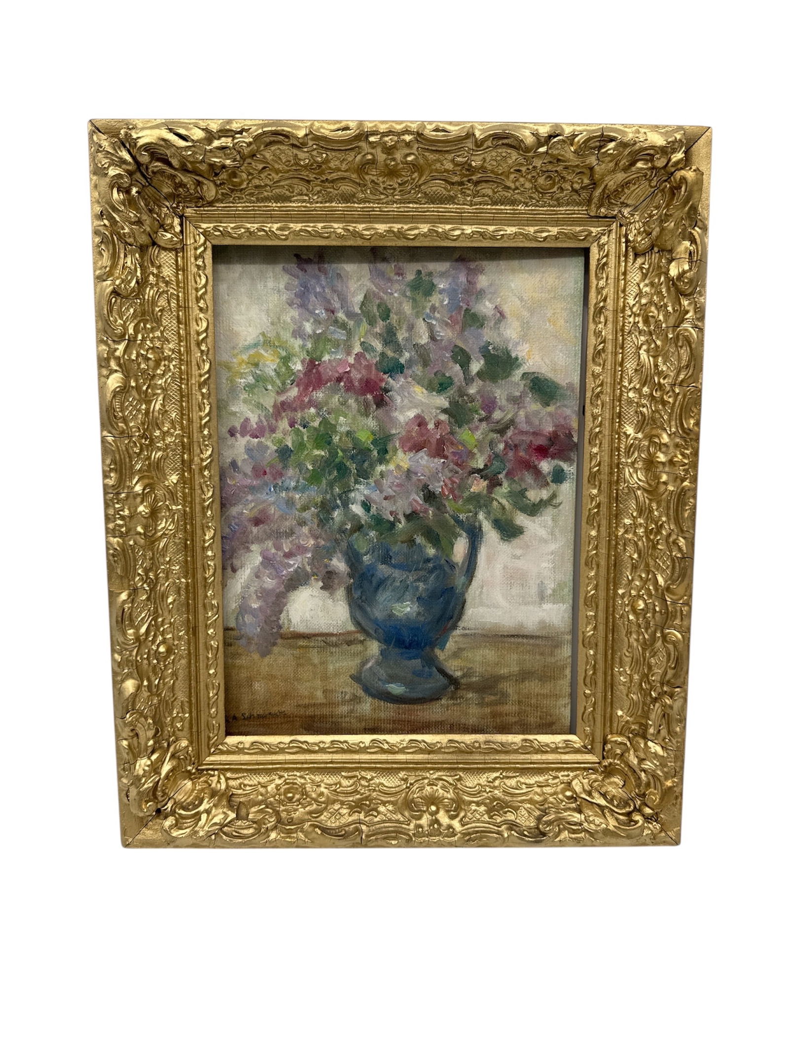 Still Life with Flowers in a Blue Vase by Richard A. Schmueckle (1903â€“1988) (1 of 4)