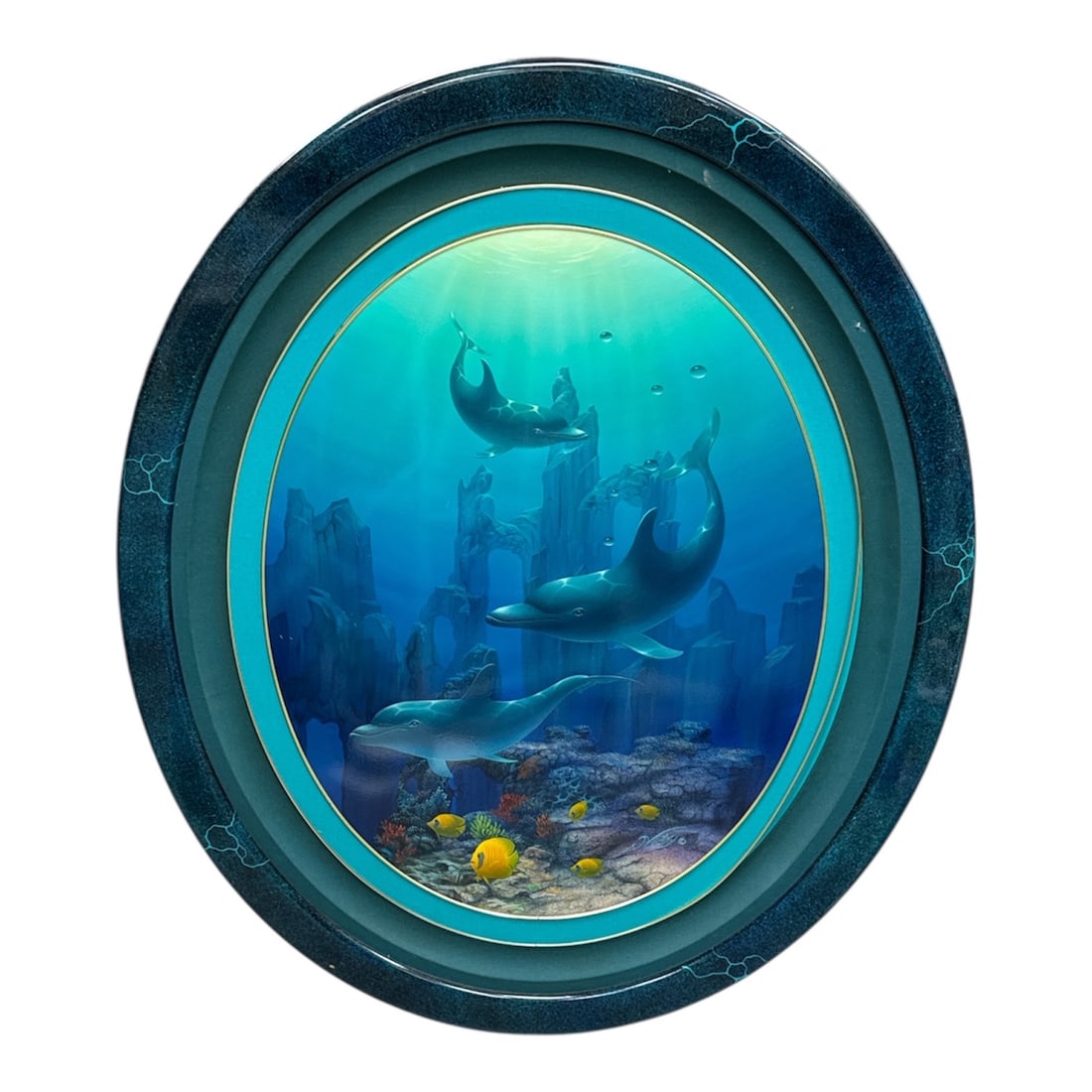 Large Framed Dolphin Underwater Scene Wall Art (1 of 3)