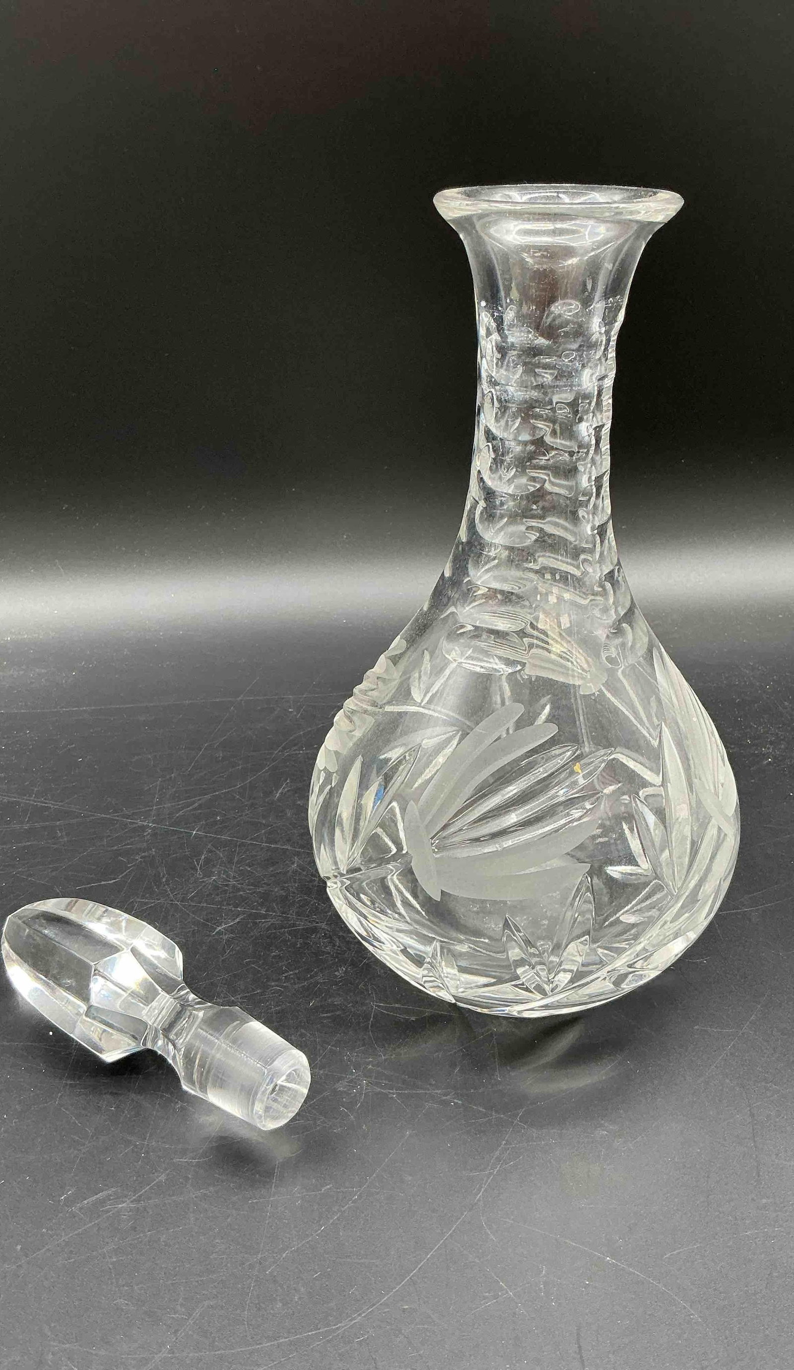 Etched and Cut Crystal Wine Decanter (1 of 2)