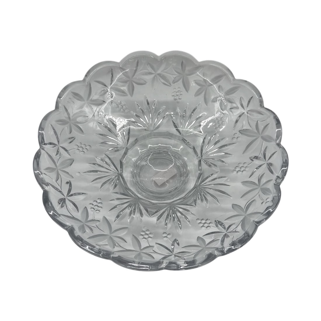 Pressed Glass Footed Bowl, Floral Design (1 of 5)