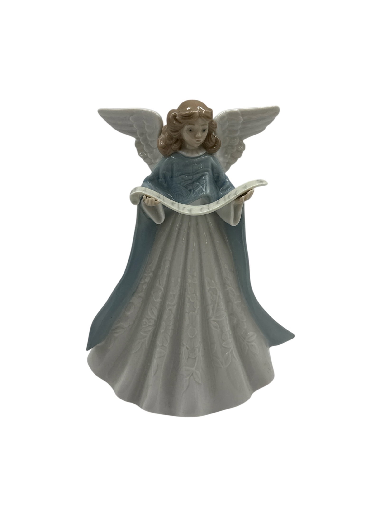 Lladro Tree Topper 92 Green Angel Navidad Cantante 5875: This exquisite Lladro porcelain tree topper, titled Tree Topper '92 (Green) and known in Spanish as Angel Navidad Cantante (model #01005875), is a festive masterpiece from the 1992 Christmas