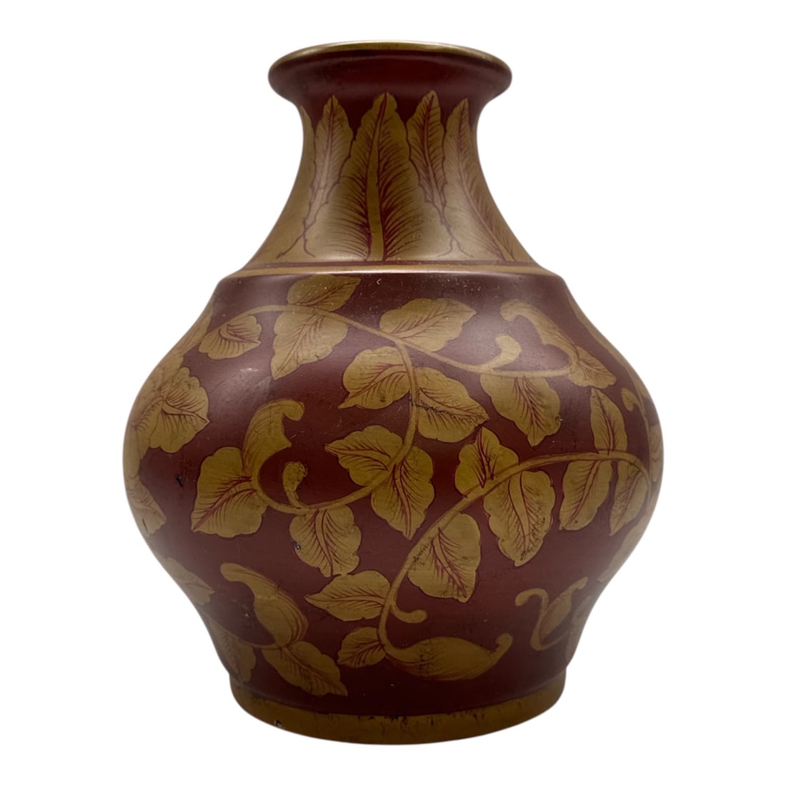 Decorative Art Glass Vase with Gilt Leaf and Vine Motif (1 of 4)