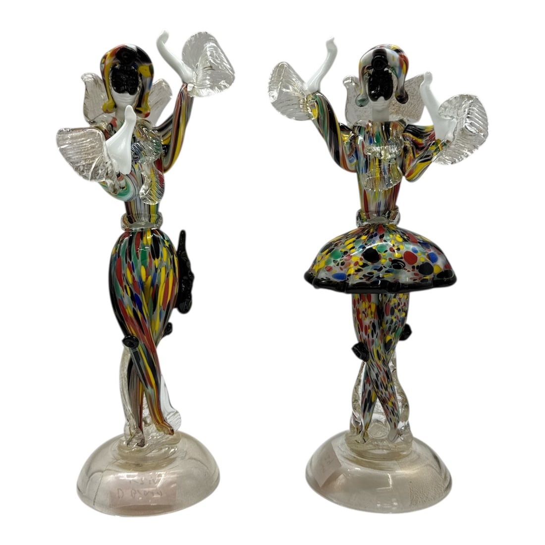 Pair of Signed Murano Glass Dancer Figurines Bodiolo M. Gold Wash Base "End of Day" (1 of 4)