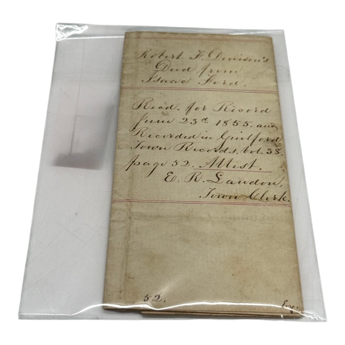 Handwritten New York Deed Document Isaac Ford, Signed by Town Clerk (1 of 3)