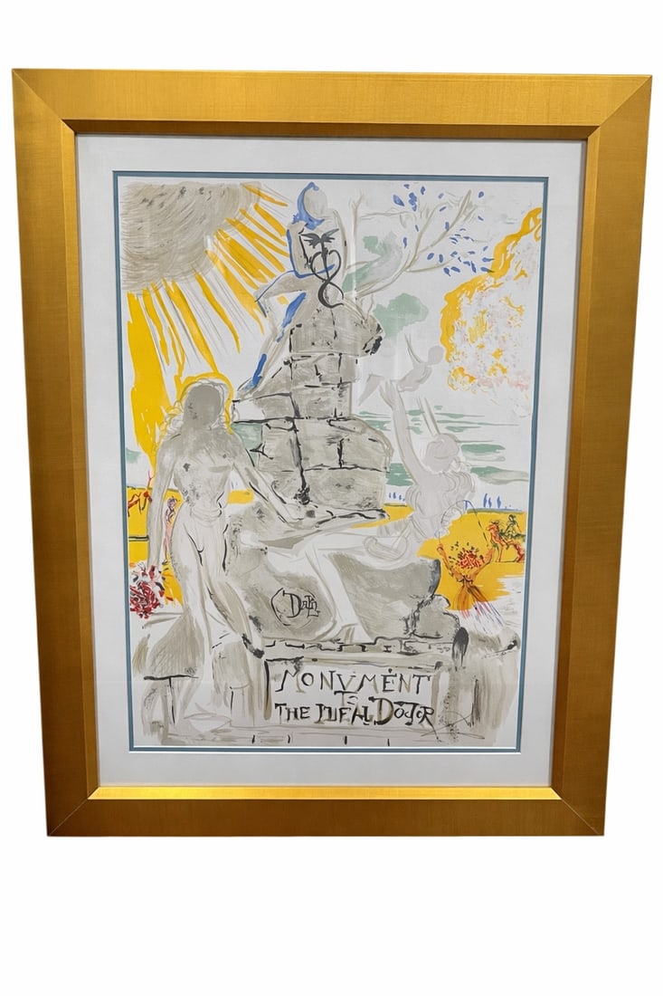 "Monument to the Ideal Doctor" by SALVADOR DALI (Spanish, 1904-1989) Pencil Signed Color Lithograph: Description: This is an exceptional opportunity to acquire an original hand-signed color lithograph by the undisput