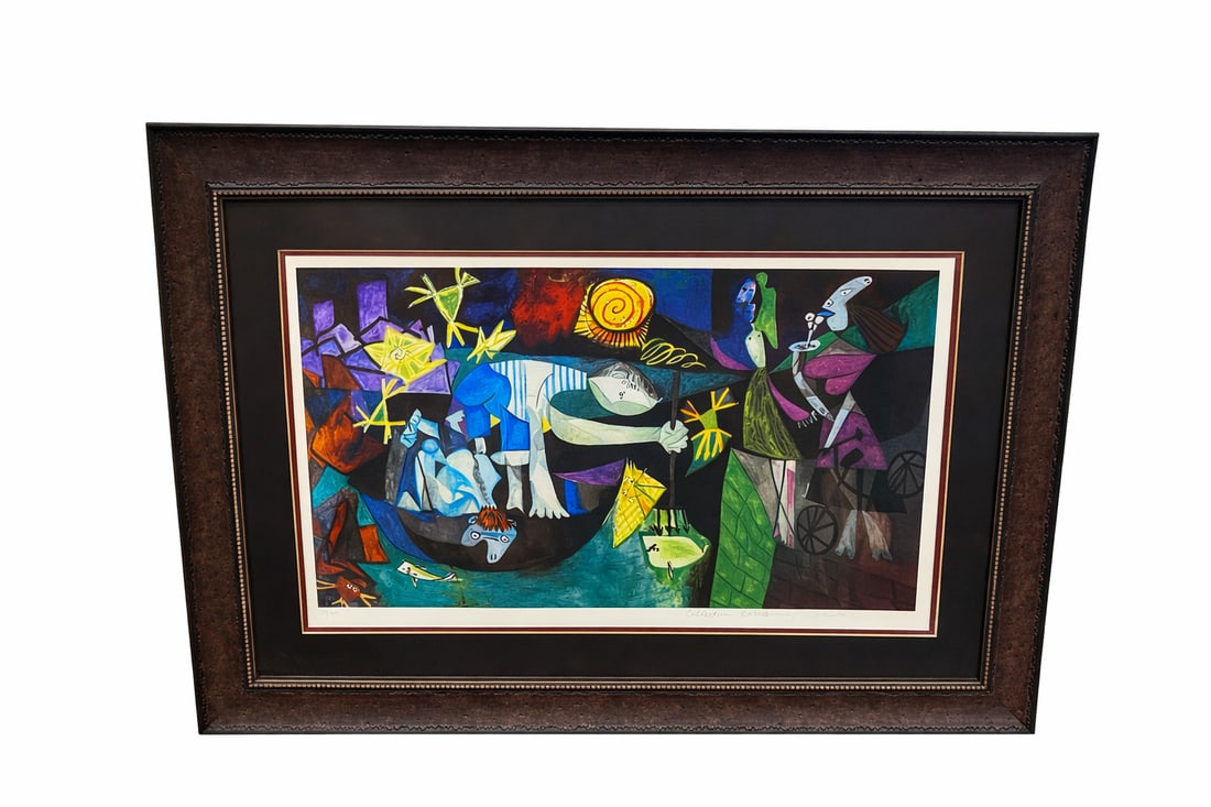 Pablo Picasso Estate Signed L/ED Giclee: "Night Fishing At Antibes" (Collection Domaine Picasso): Description This is a high-quality, limited-edition fine art giclee print of Pablo Picasso's famous 1939 painting, "Night Fish