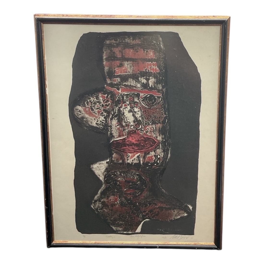 "Cabeza" by Nelson Domínguez (Cuban, b. 1947) Original Limited Edition Lithograph, 4/9: This commanding work, titled "Cabeza," is a masterful example of Nelson Domínguez’s exploration of the human psyche through the lens of Cuban "transculturat