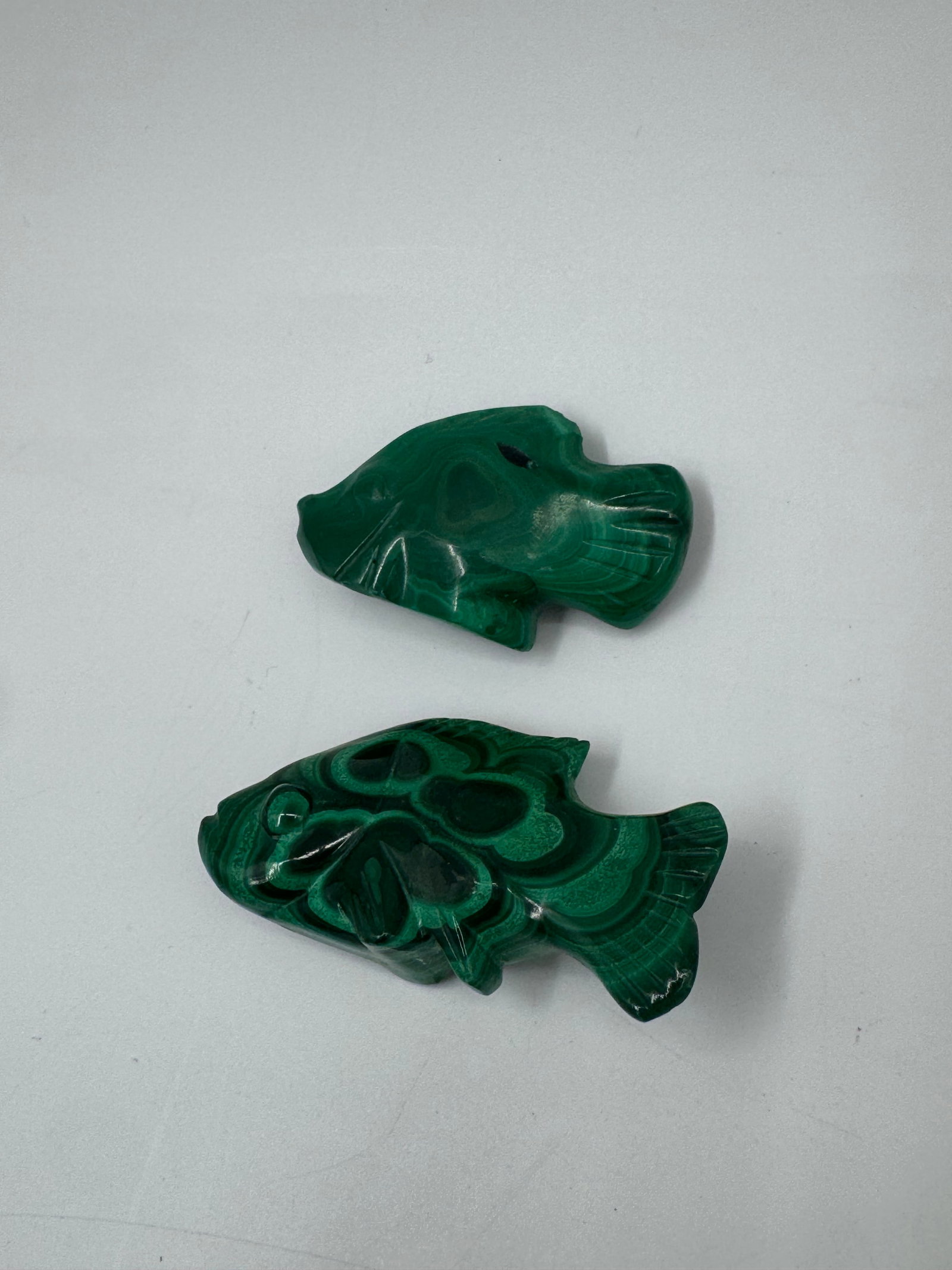 Two EuropeanMalachite Carved Fish Figurines (1 of 3)