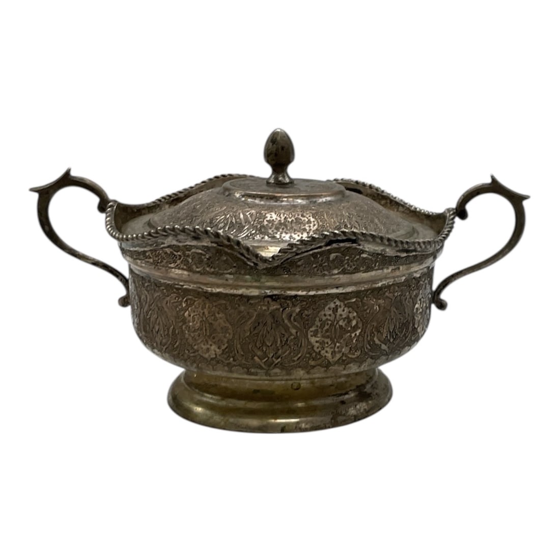 Antique Persian Silver sugar bowl with a matching lid. (1 of 3)
