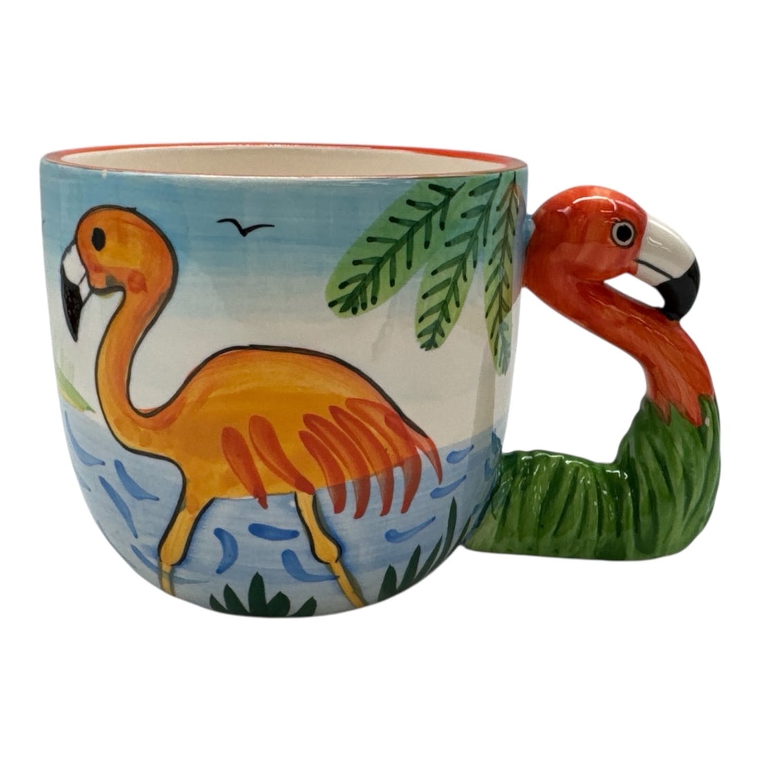 Flamingo-Themed Ceramic Mug with Sculptural Handle (1 of 2)