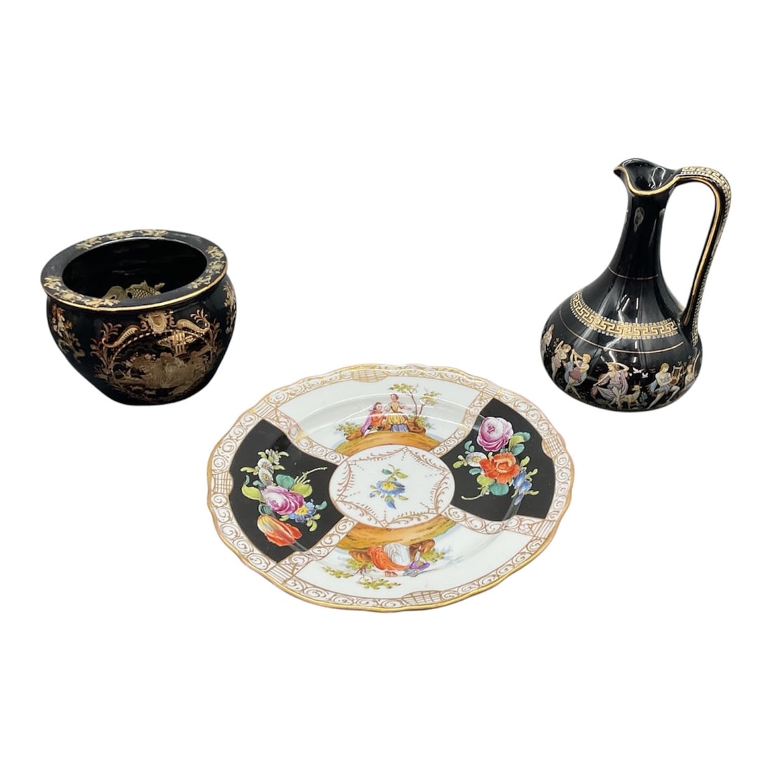 Group of Three Decorative Porcelain Pieces Including Greek 24K Gold and Satsuma (1 of 5)