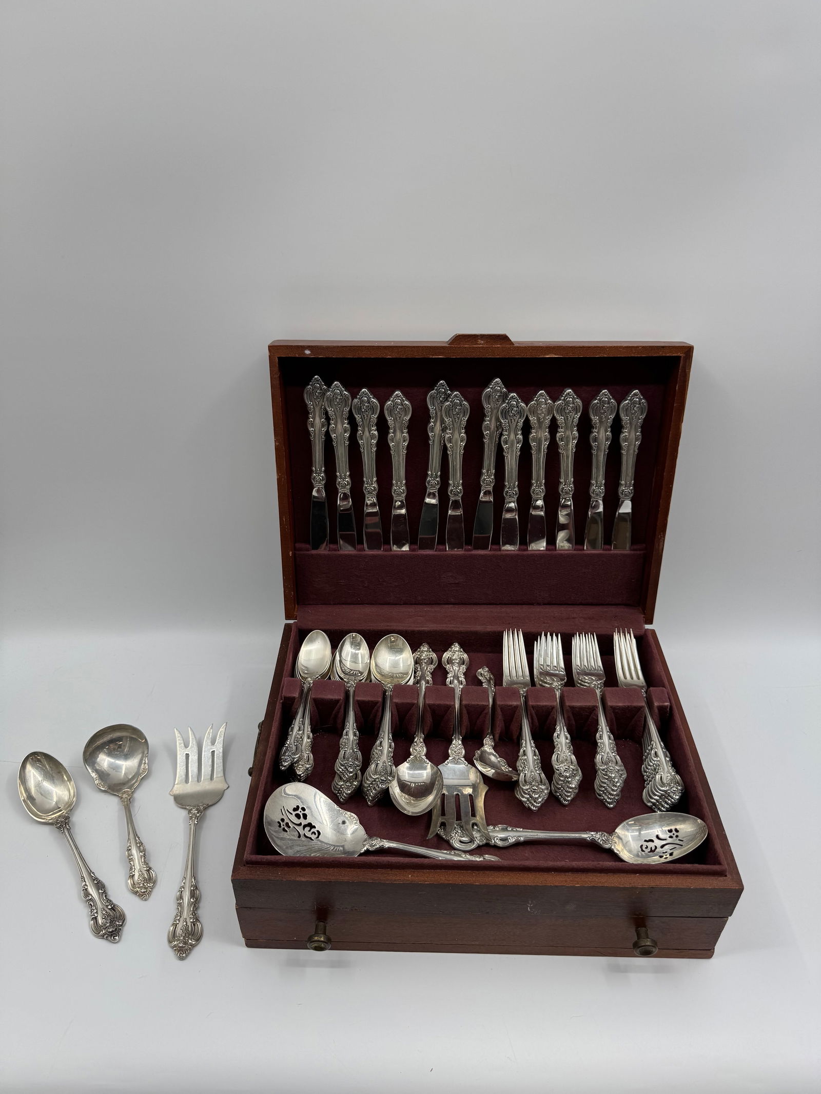 Silver Plated Flatware Set in Wooden Case (1 of 3)