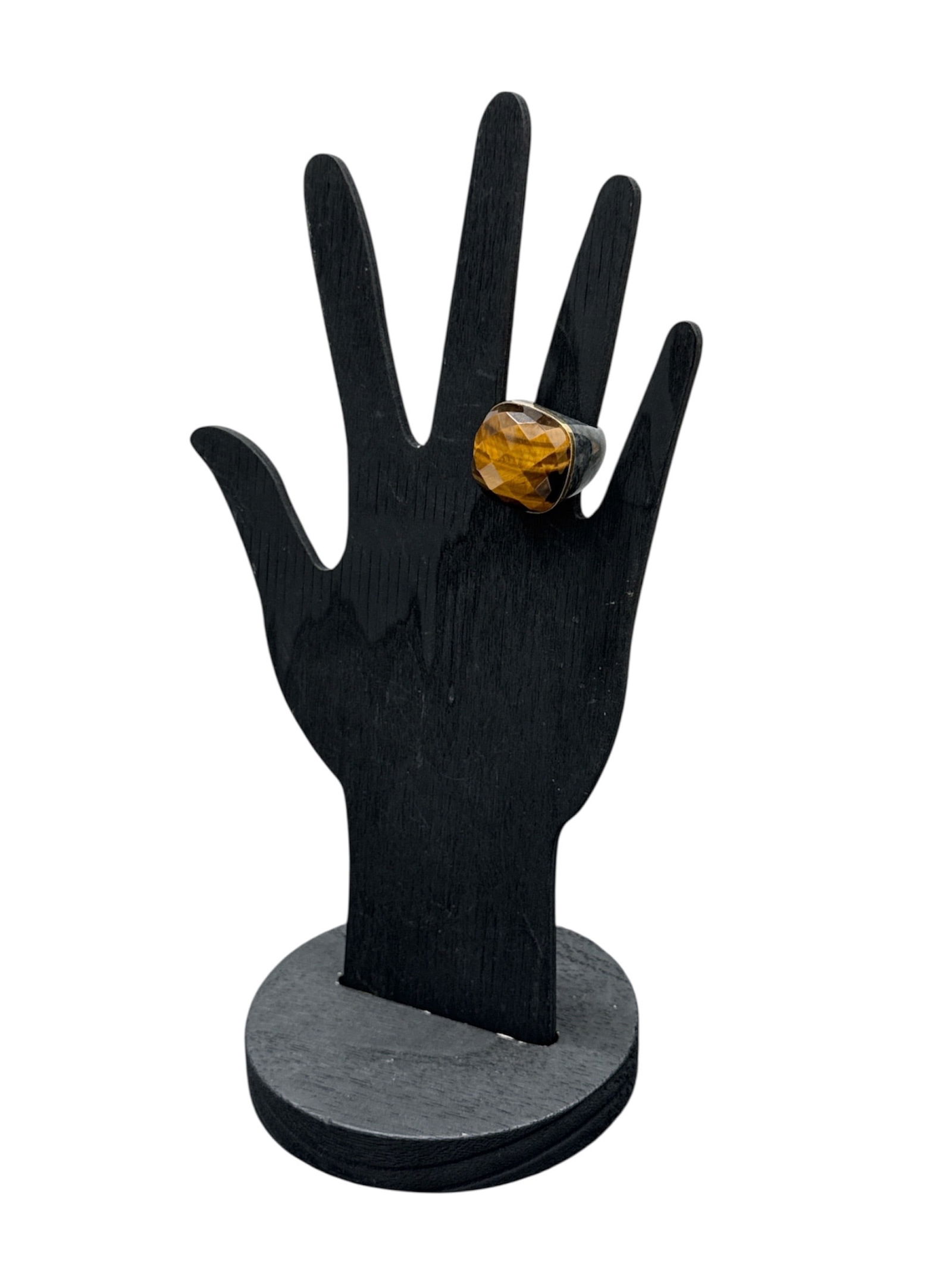 Tiger Eye 10kt Gold & Semi Precious Stone Ring: Tiger's Eye 10kt Gold and Semi-Precious Stone Statement Ring
