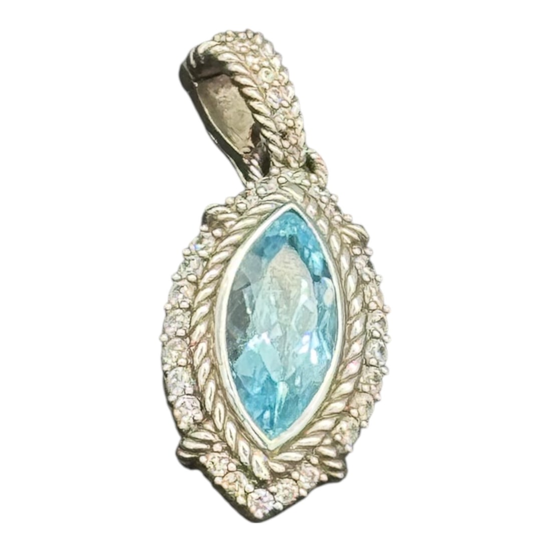 Judith Ripka Blue Topaz Pendent Silver (one missing stone) (1 of 4)