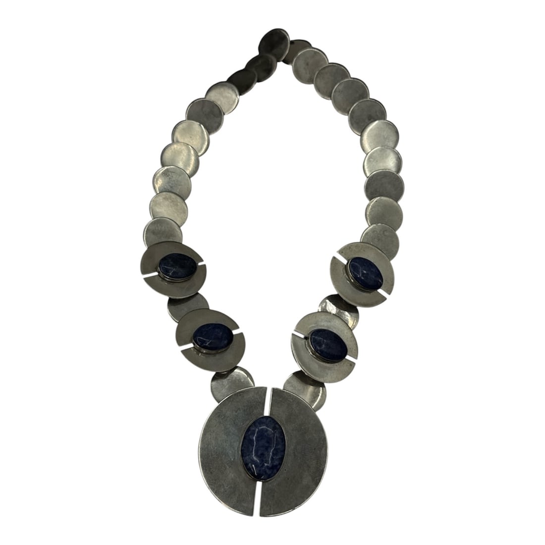 Silver and Lapis Statement Necklace - 2