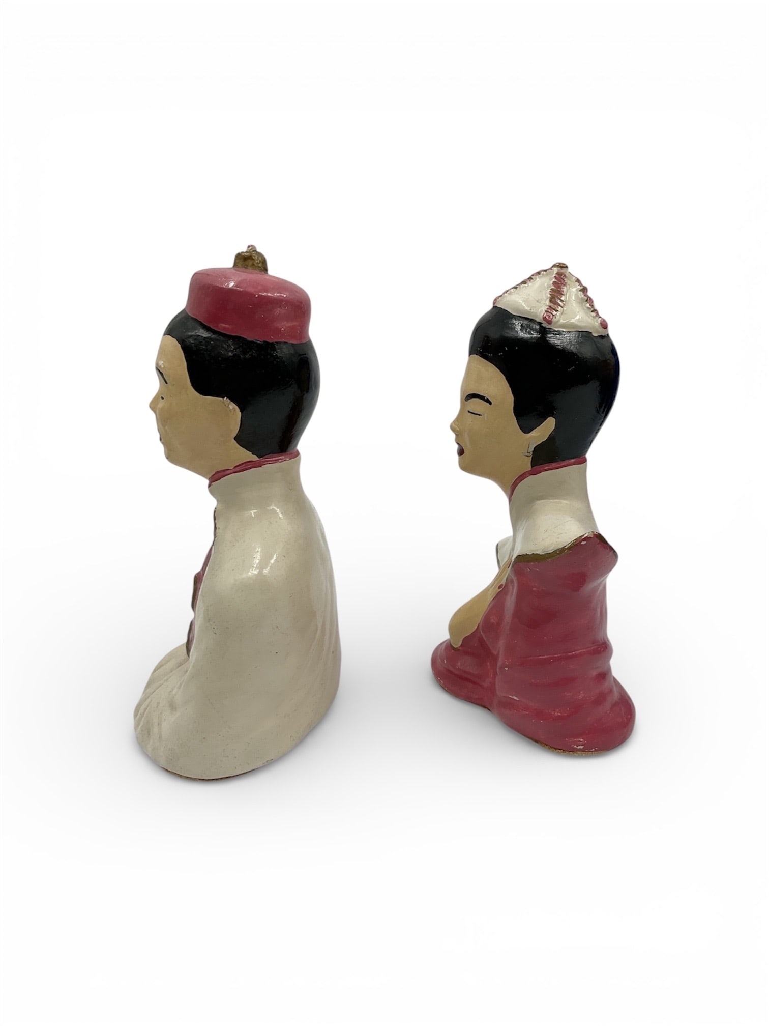 Asian Inspired Chalkware Figurines Pair - 2