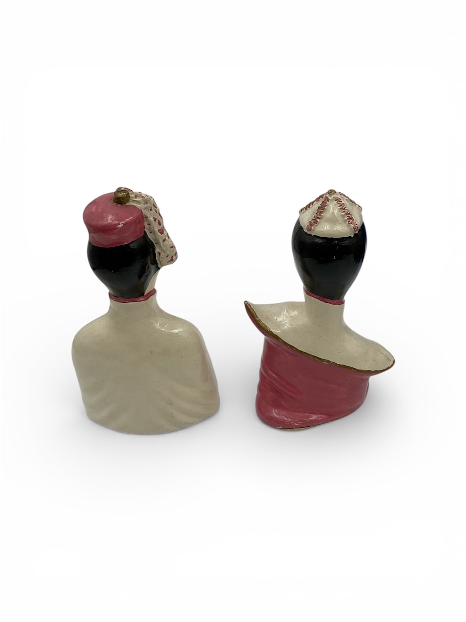 Asian Inspired Chalkware Figurines Pair - 3