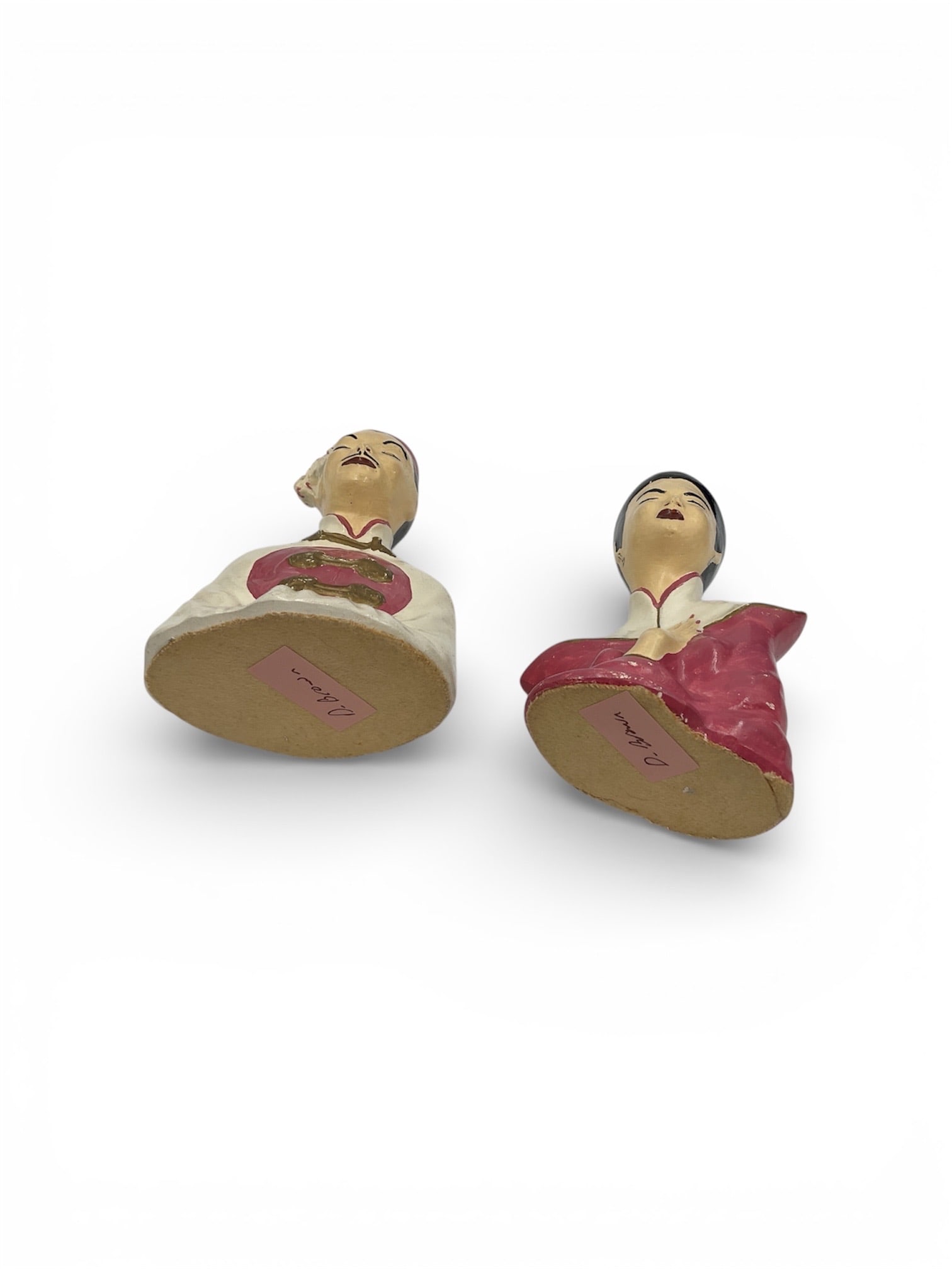 Asian Inspired Chalkware Figurines Pair - 5