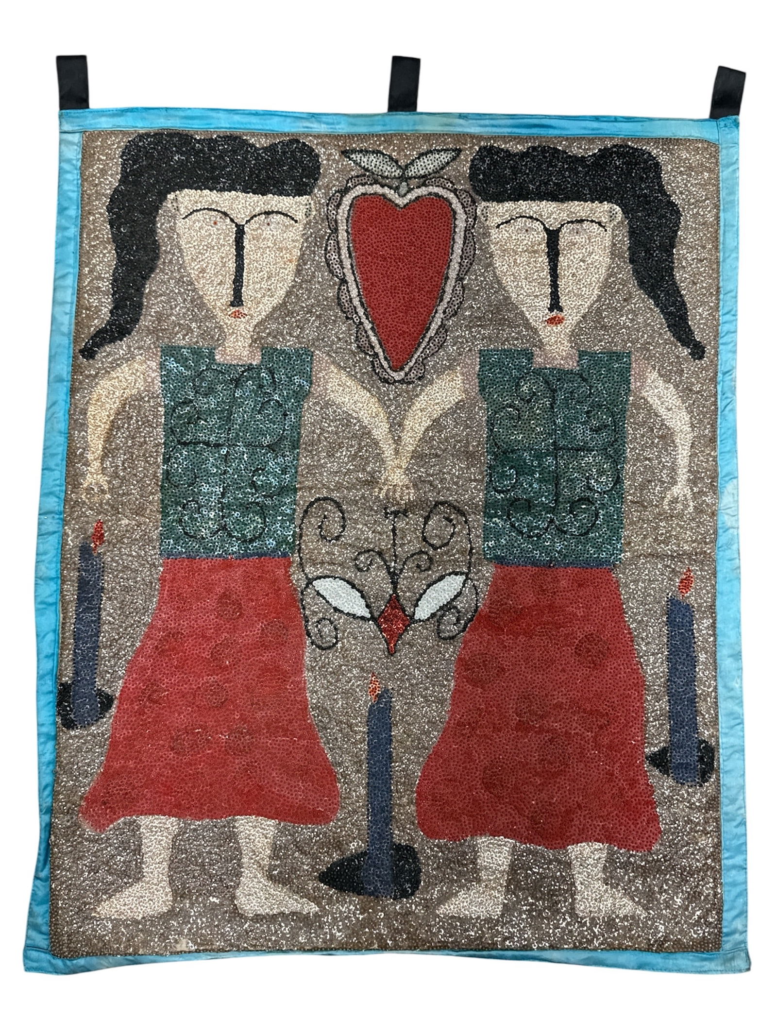 Vintage Haitian Vodou Drapo Flag Marasa Yo Twins (1 of 3)