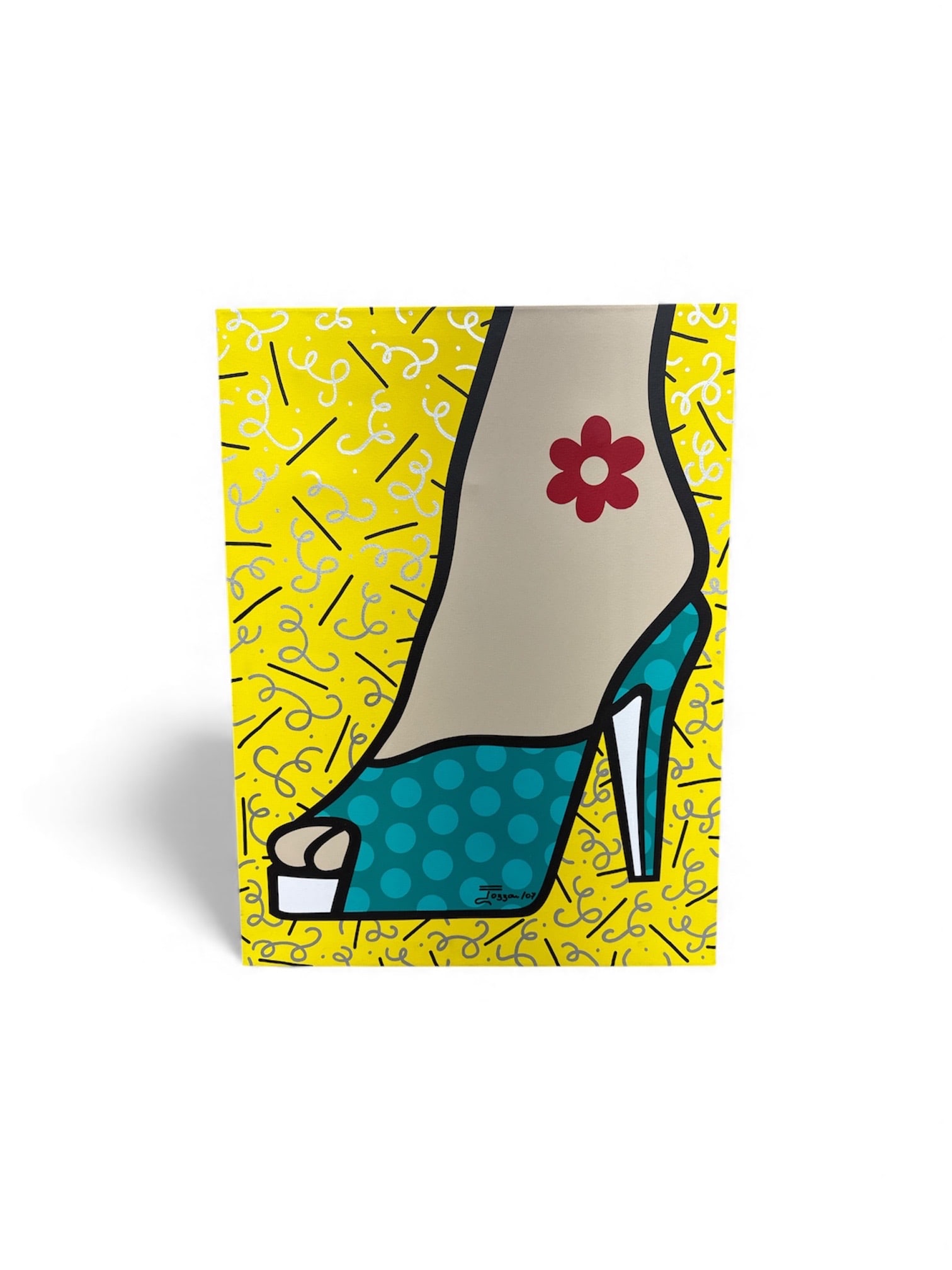 Jozza (Brazilian/American) – “High Heel,?? 40"x30" Acrylic on Canvas, 2007: Vibrant original acrylic on canvas titled “High Heel” by acclaimed pop artist Jozza, created in Miami in June 2007. Known for his bold co