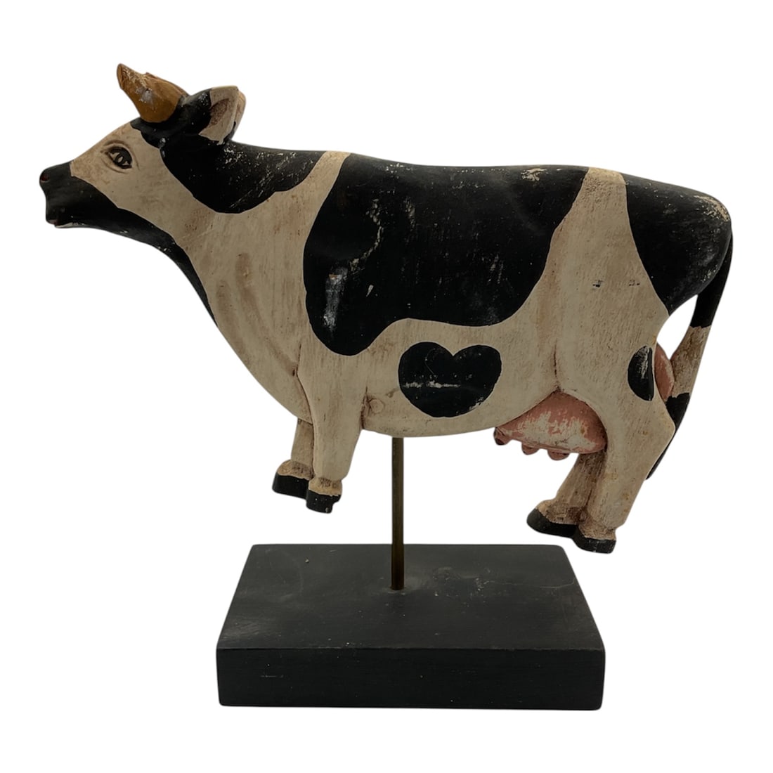 Vintage Hand Carved Painted Wooden Cow Folk Art Figure (1 of 3)