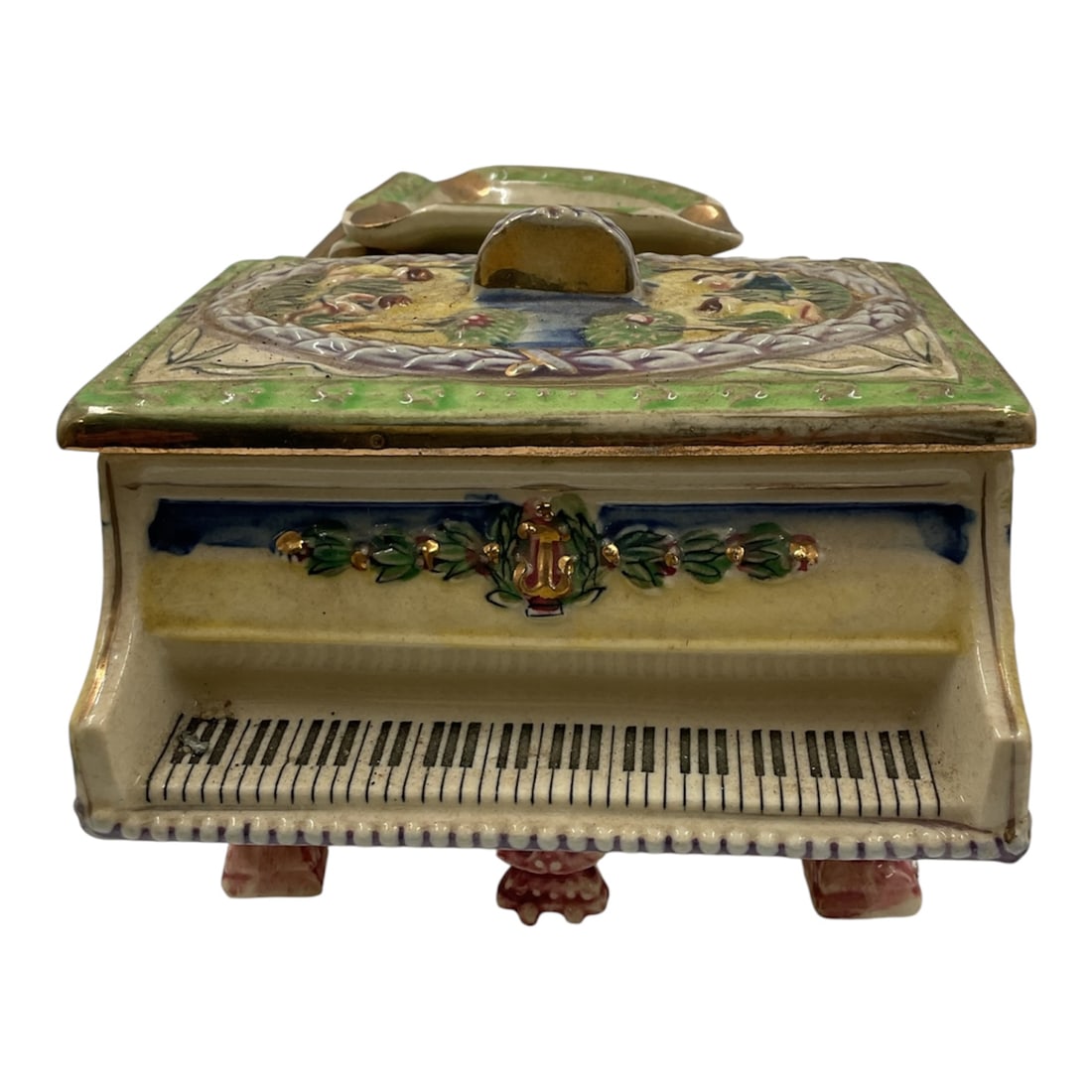 Vintage Hand Painted Ceramic Grand Piano Cigarette Box and Ashtray Set (1 of 6)
