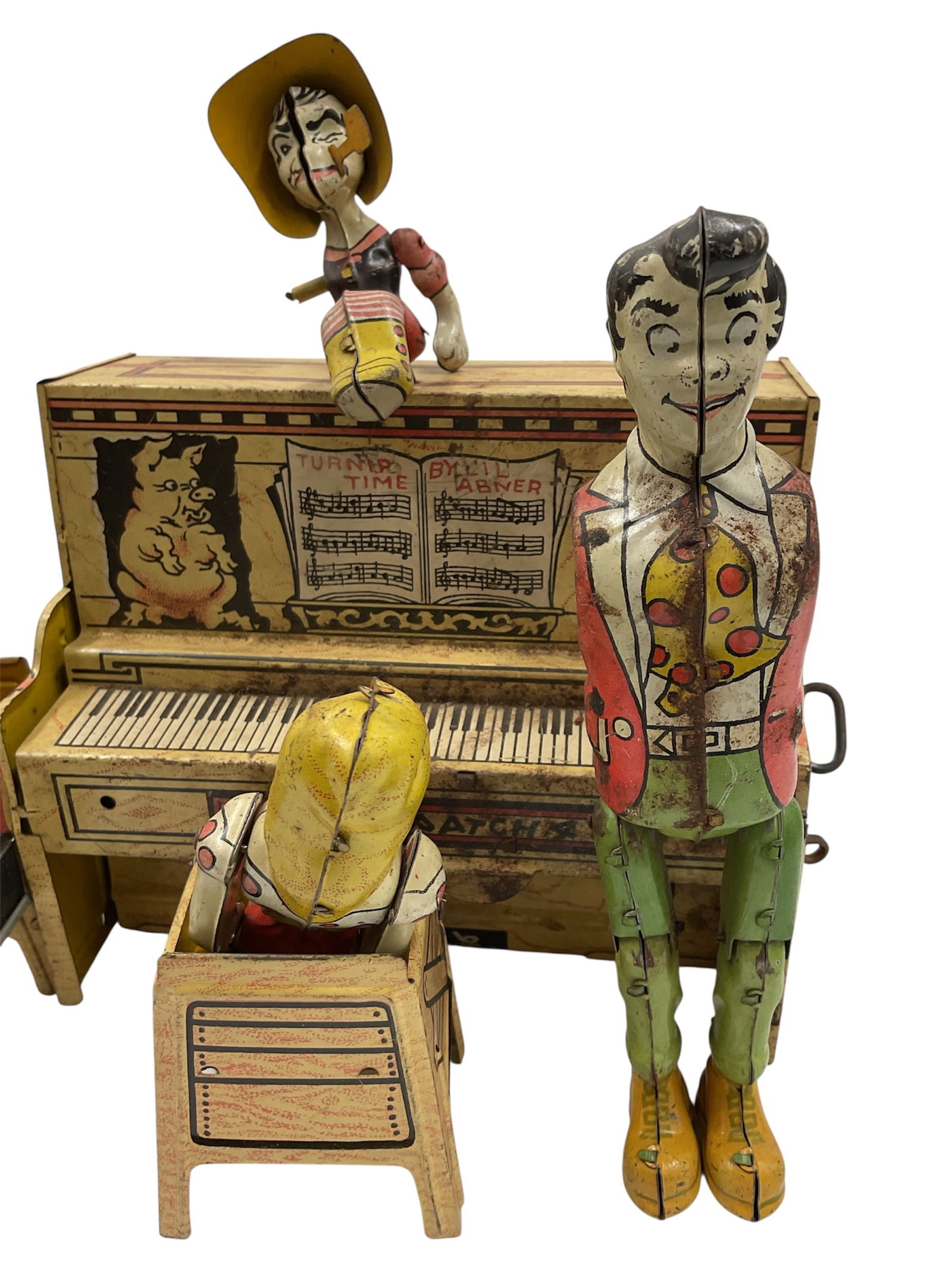 Vintage 1940s Lil Abner and His Dogpatch Band Wind Up Tin Toy Set (1 of 8)
