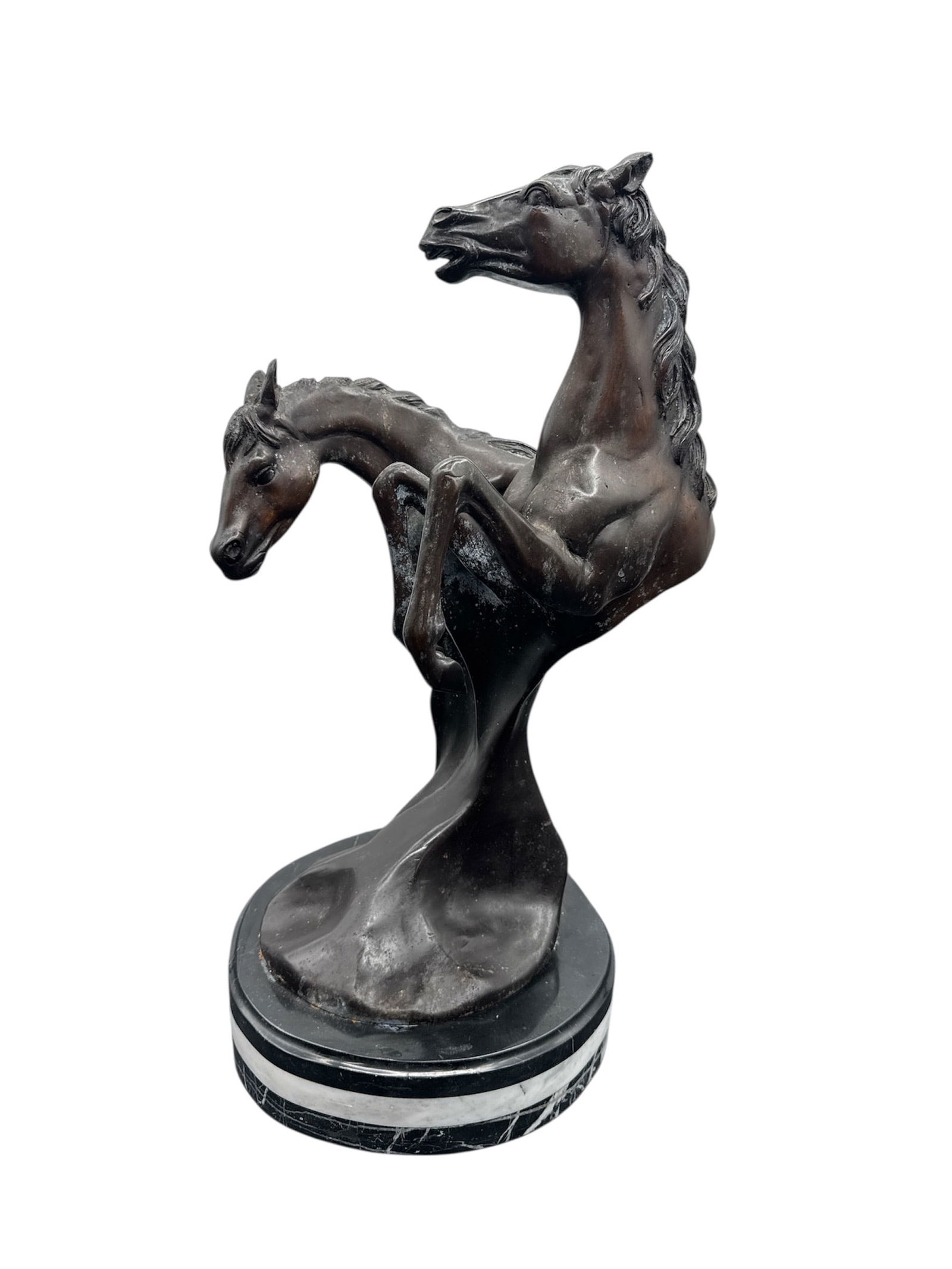 Bronze Horse Sculpture on Marble Base (1 of 3)