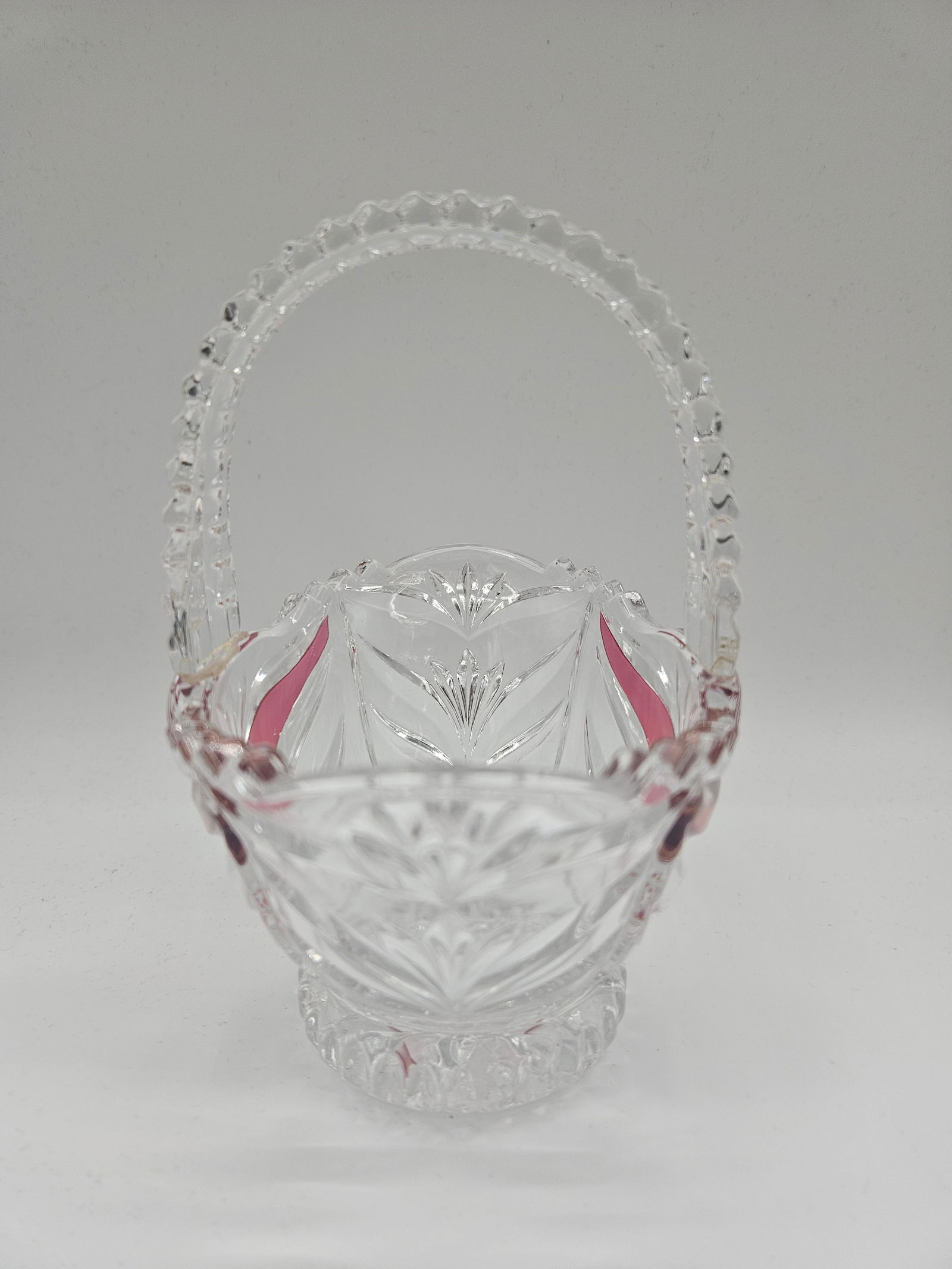 Cut Crystal Basket with Ruby Flashes - 2