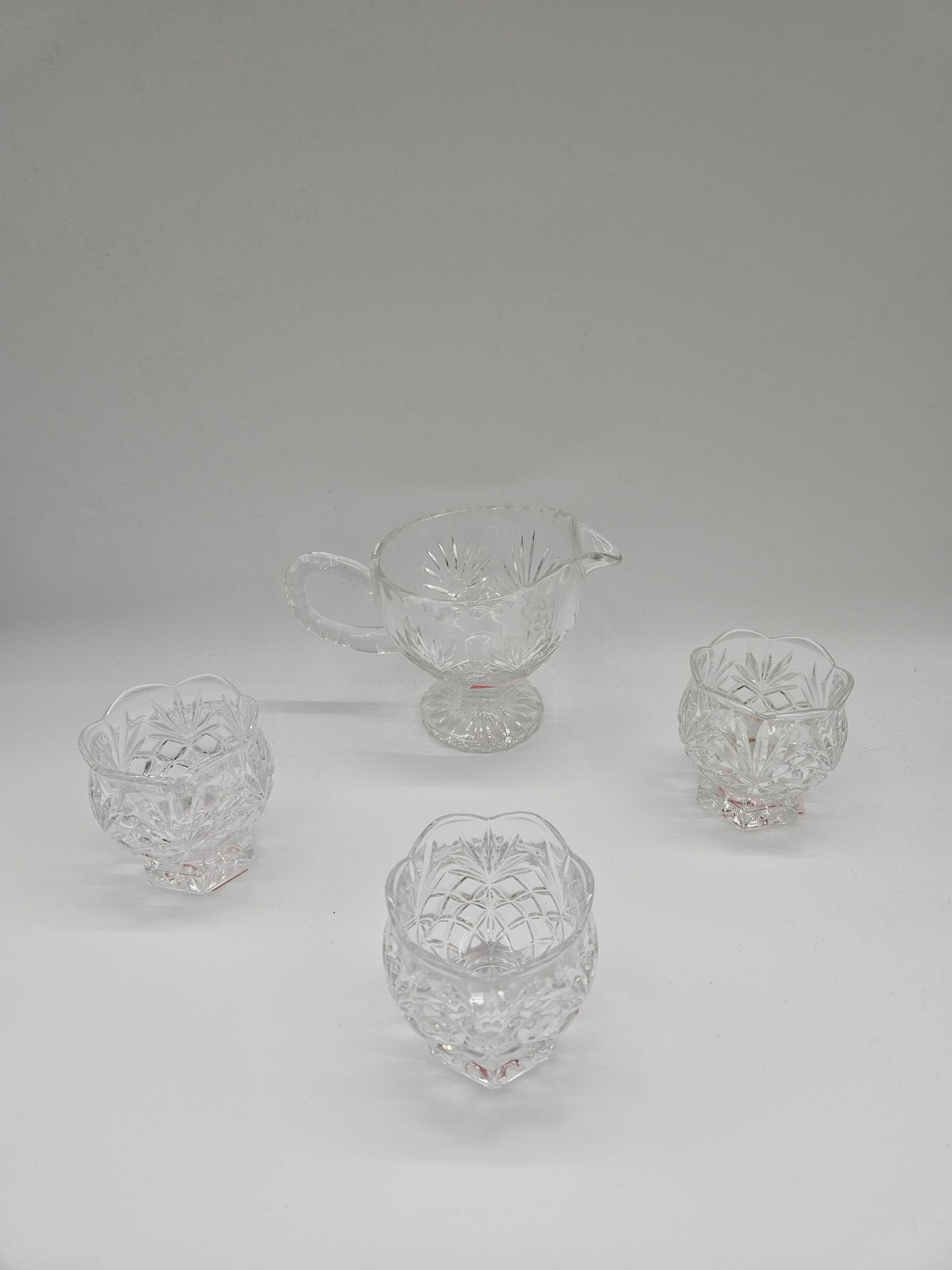 Vintage Cut Glass Pitcher with Three Cups (1 of 9)